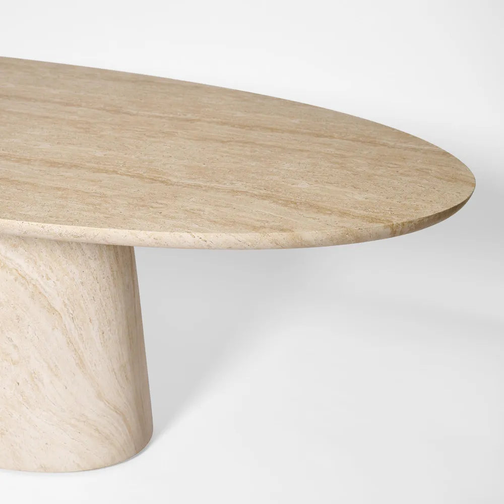 Corsica Oval Dining Table - Ivory Travertine Look
