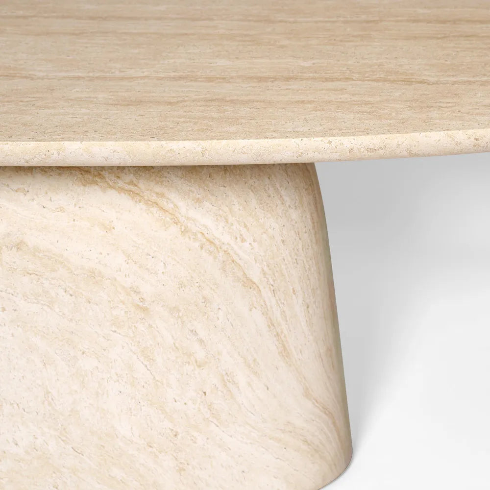 Corsica Oval Dining Table - Ivory Travertine Look