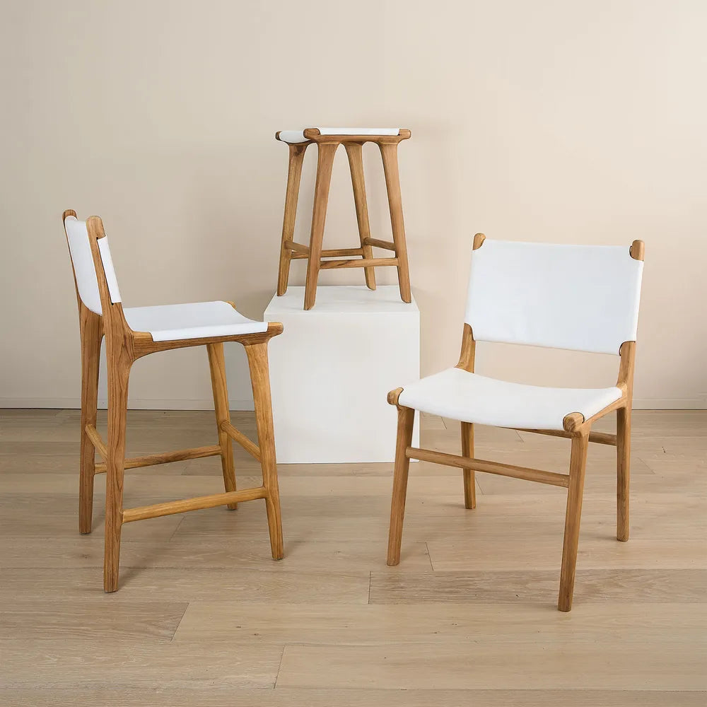 Marvin Dining Chair Leather At The Back - White