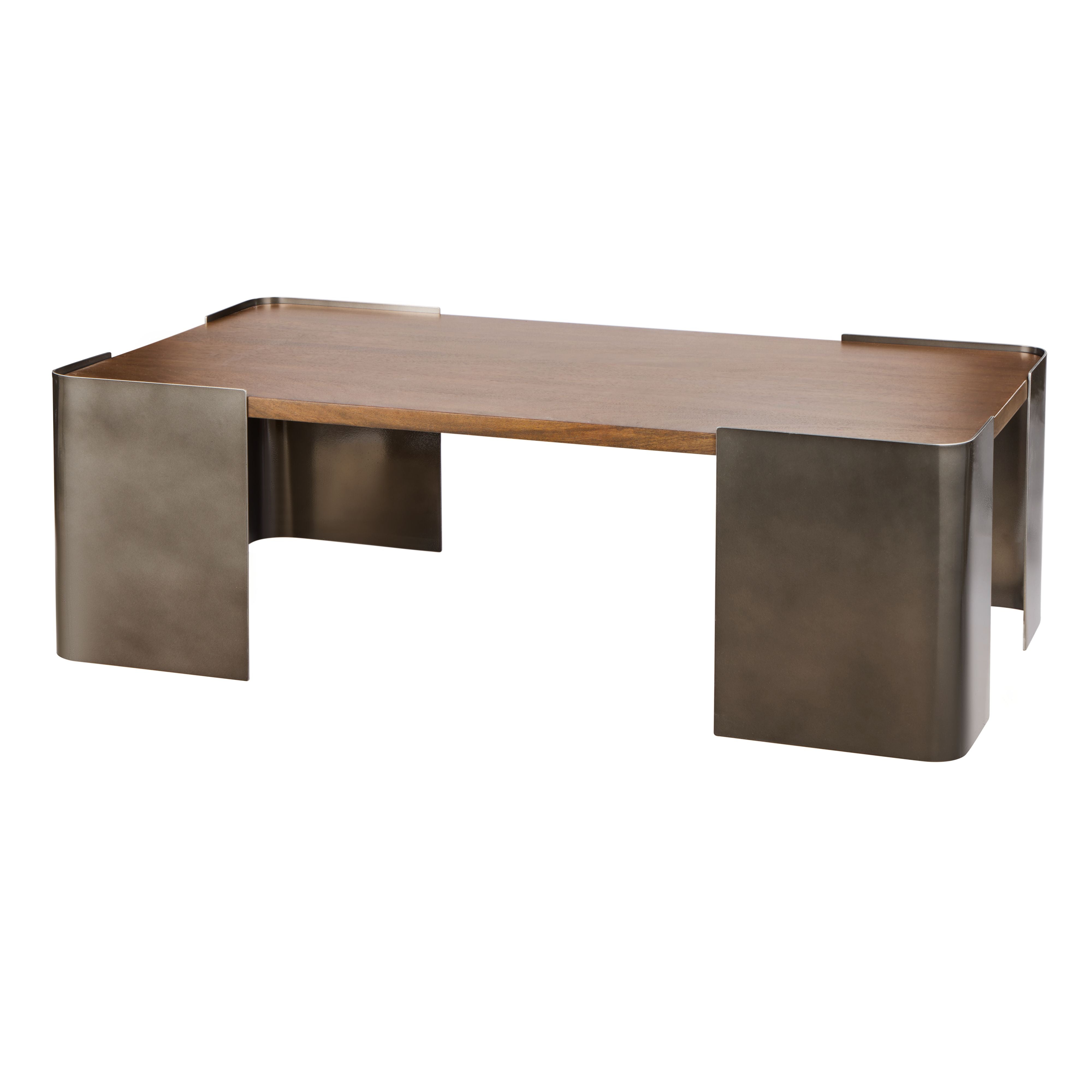 Asher Coffee Table - Gunmetal/Walnut