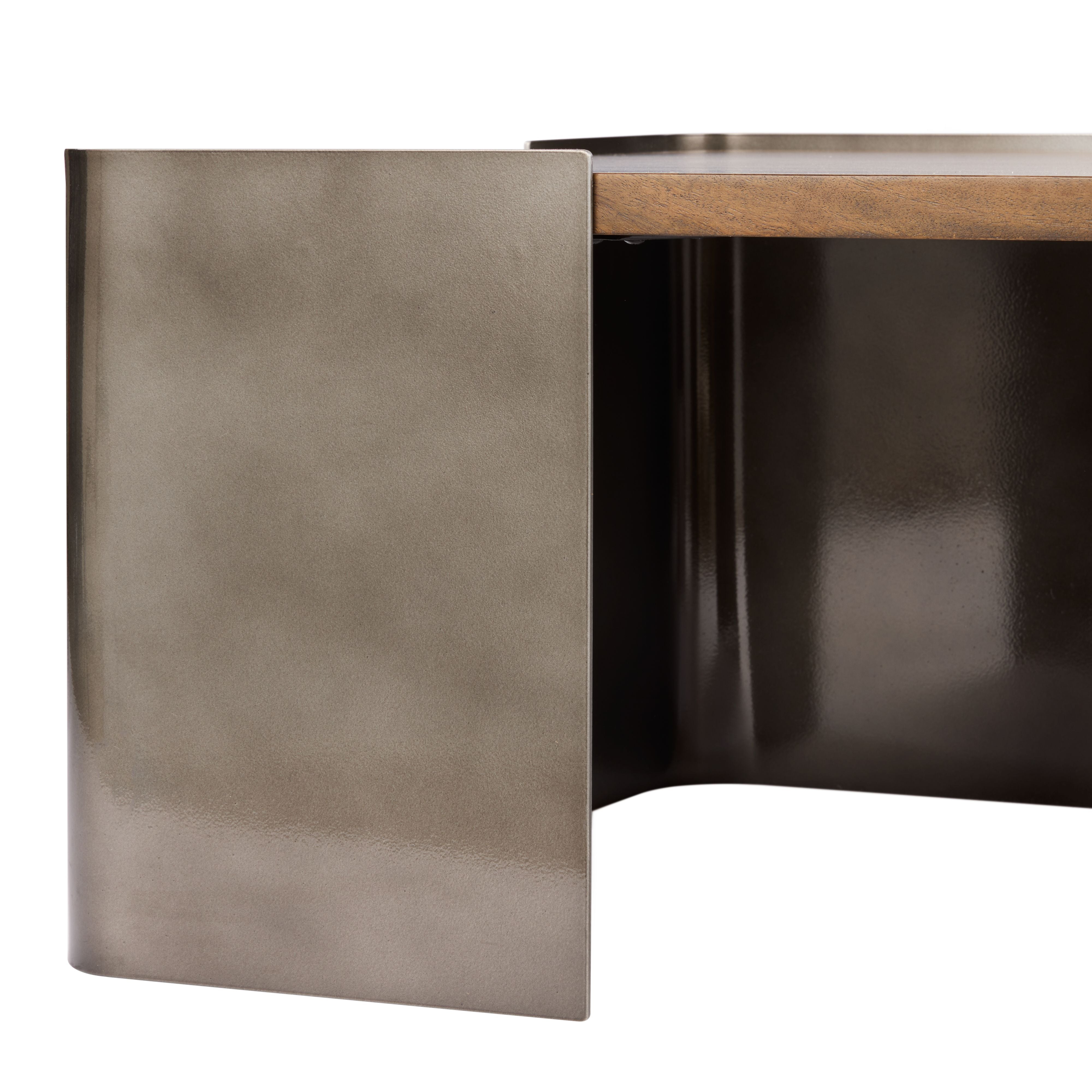 Asher Coffee Table - Gunmetal/Walnut