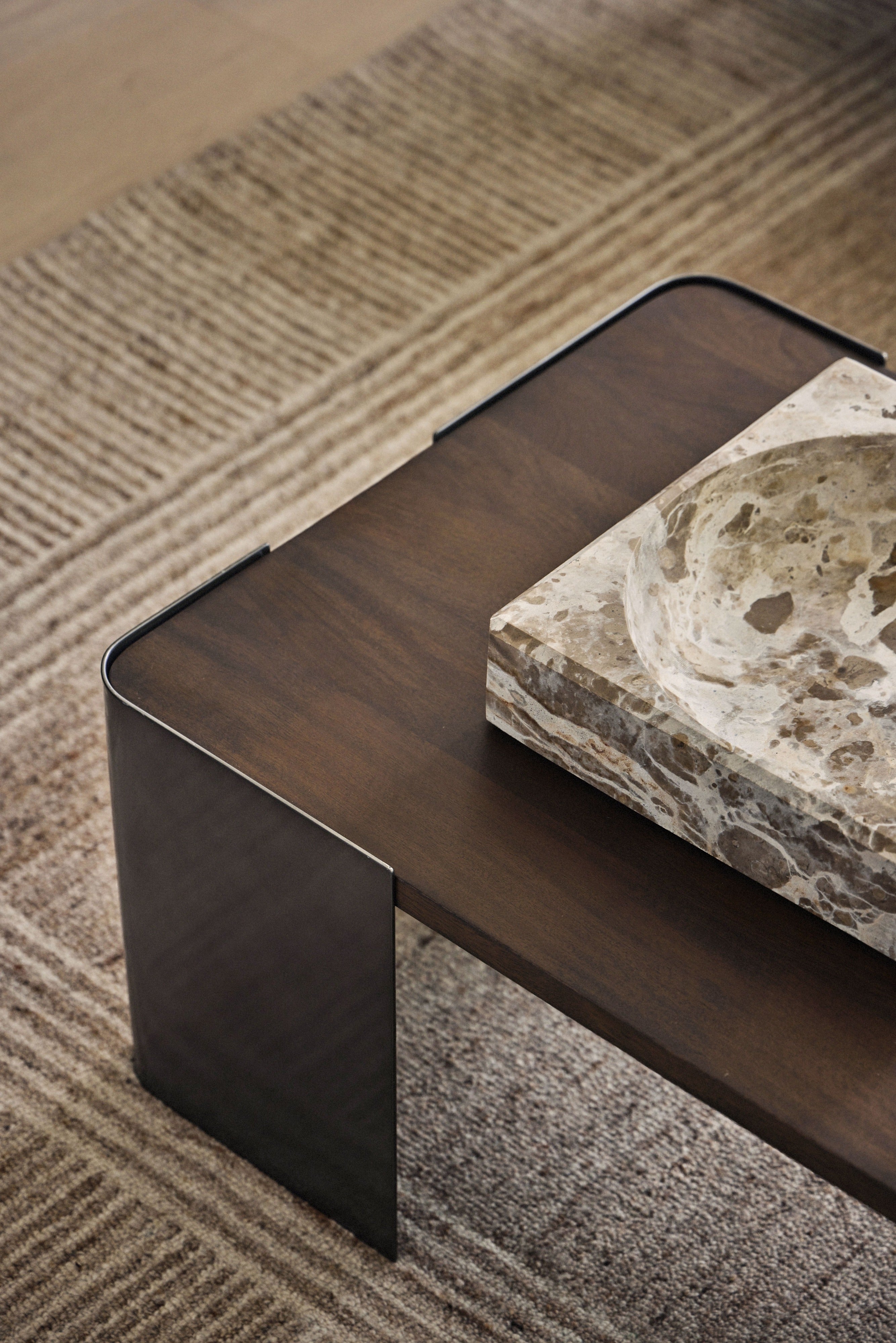 Asher Coffee Table - Gunmetal/Walnut