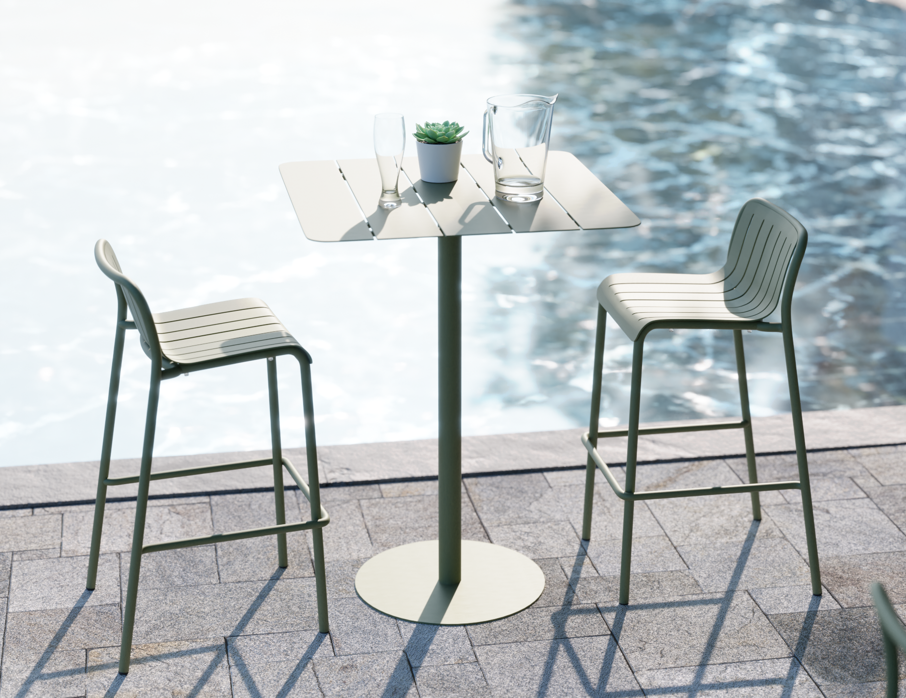 Roku Bar Stool - Outdoor - Matt Eucalyptus Green