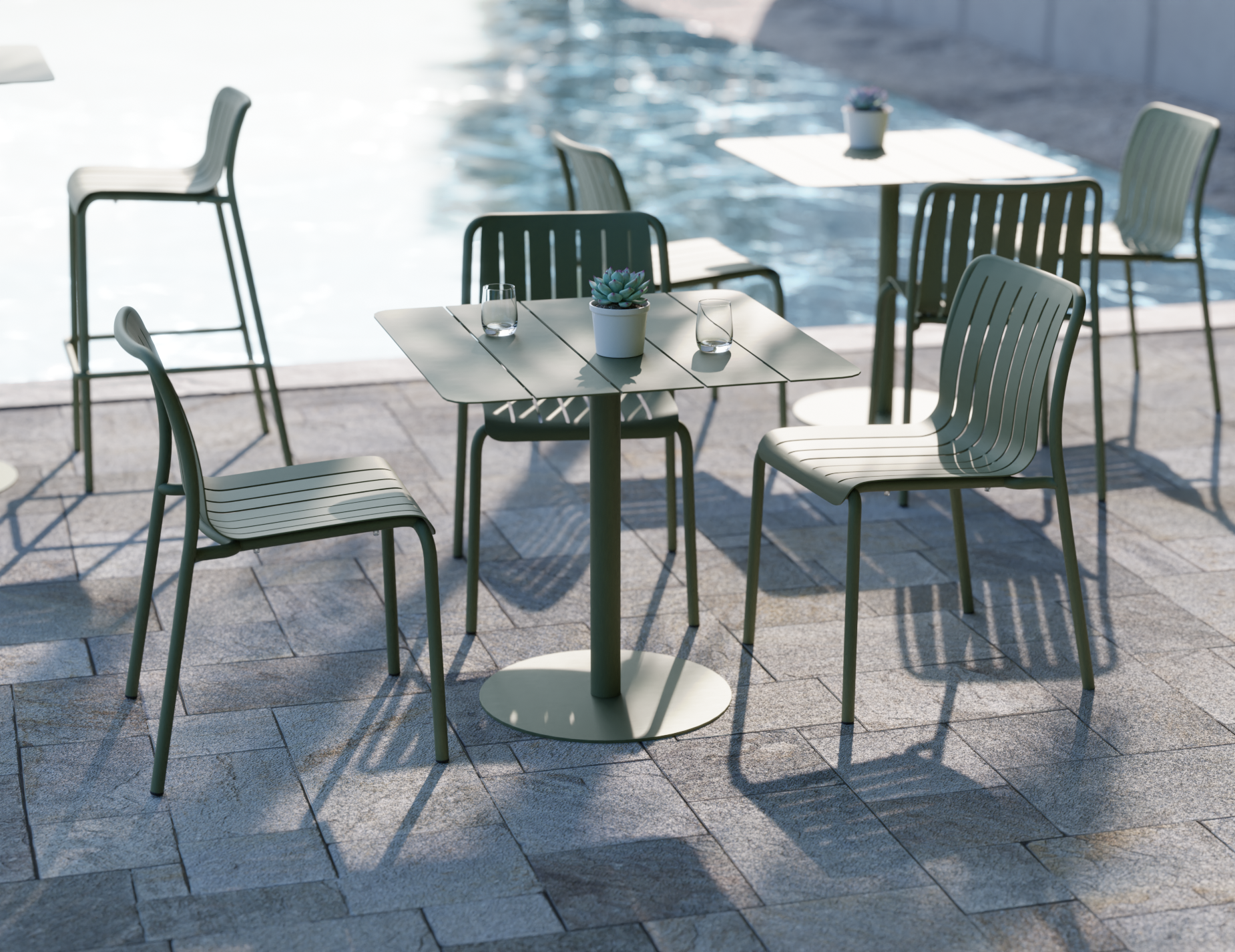 Roku Dining Chair - Outdoor - Matt Eucalyptus Green