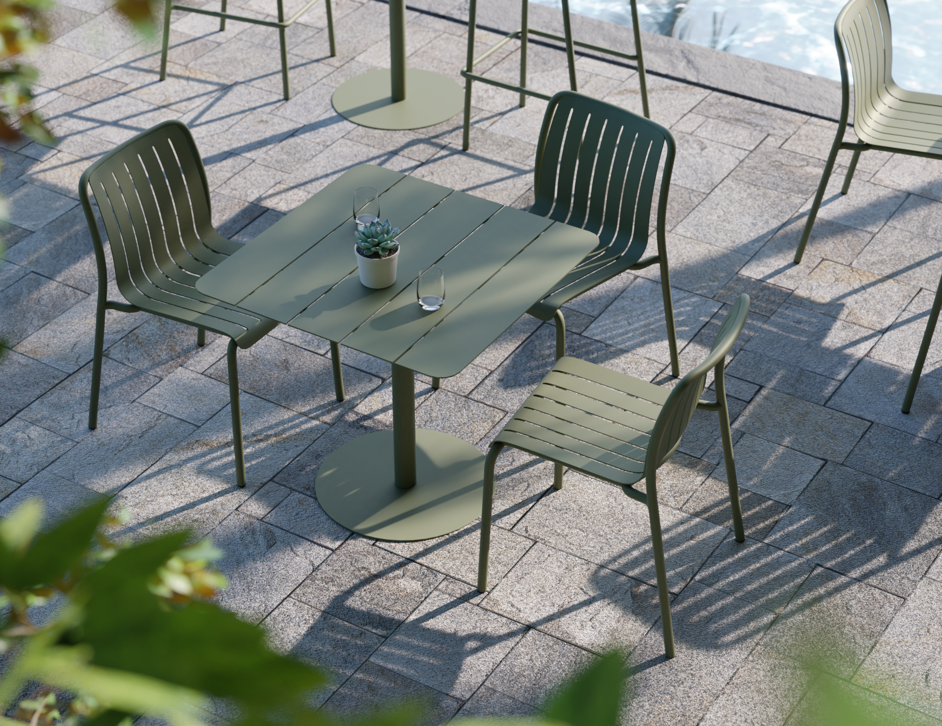 Roku Dining Chair - Outdoor - Matt Eucalyptus Green