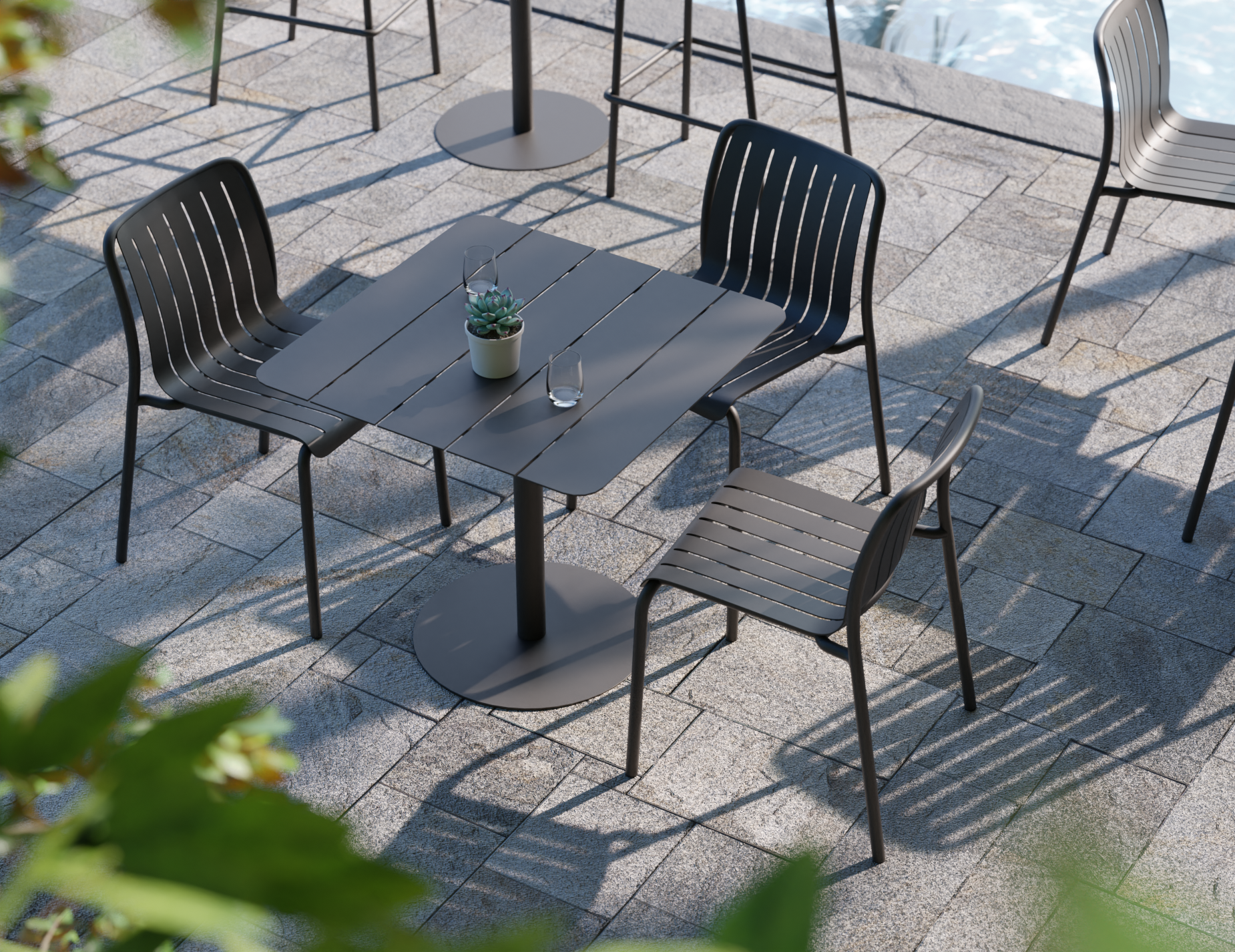 Roku Dining Chair - Outdoor - Matt Charcoal