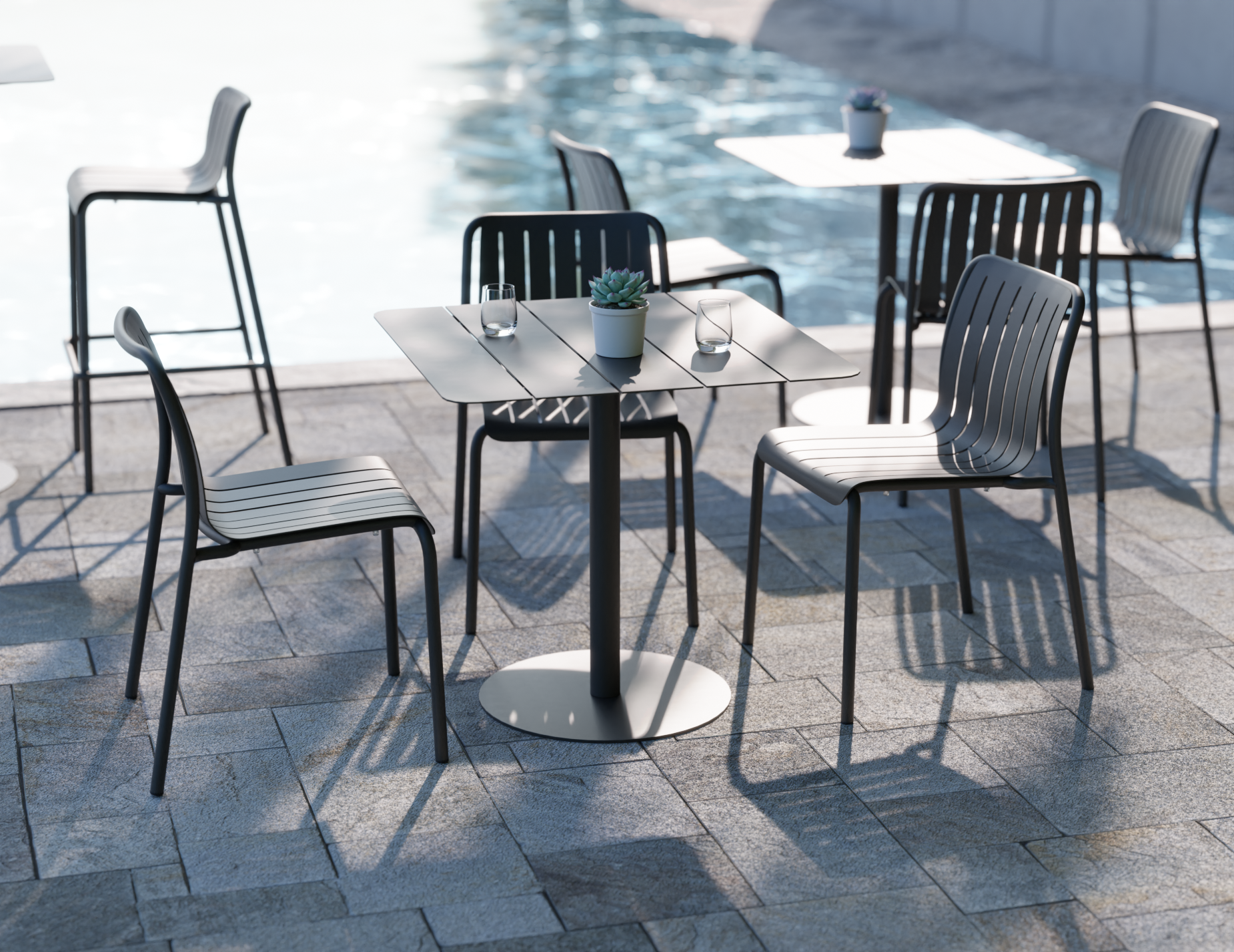 Roku Dining Chair - Outdoor - Matt Charcoal