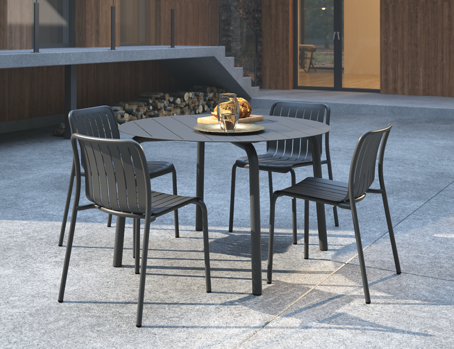 Roku Round Dining Table - Outdoor - Matte Charcoal