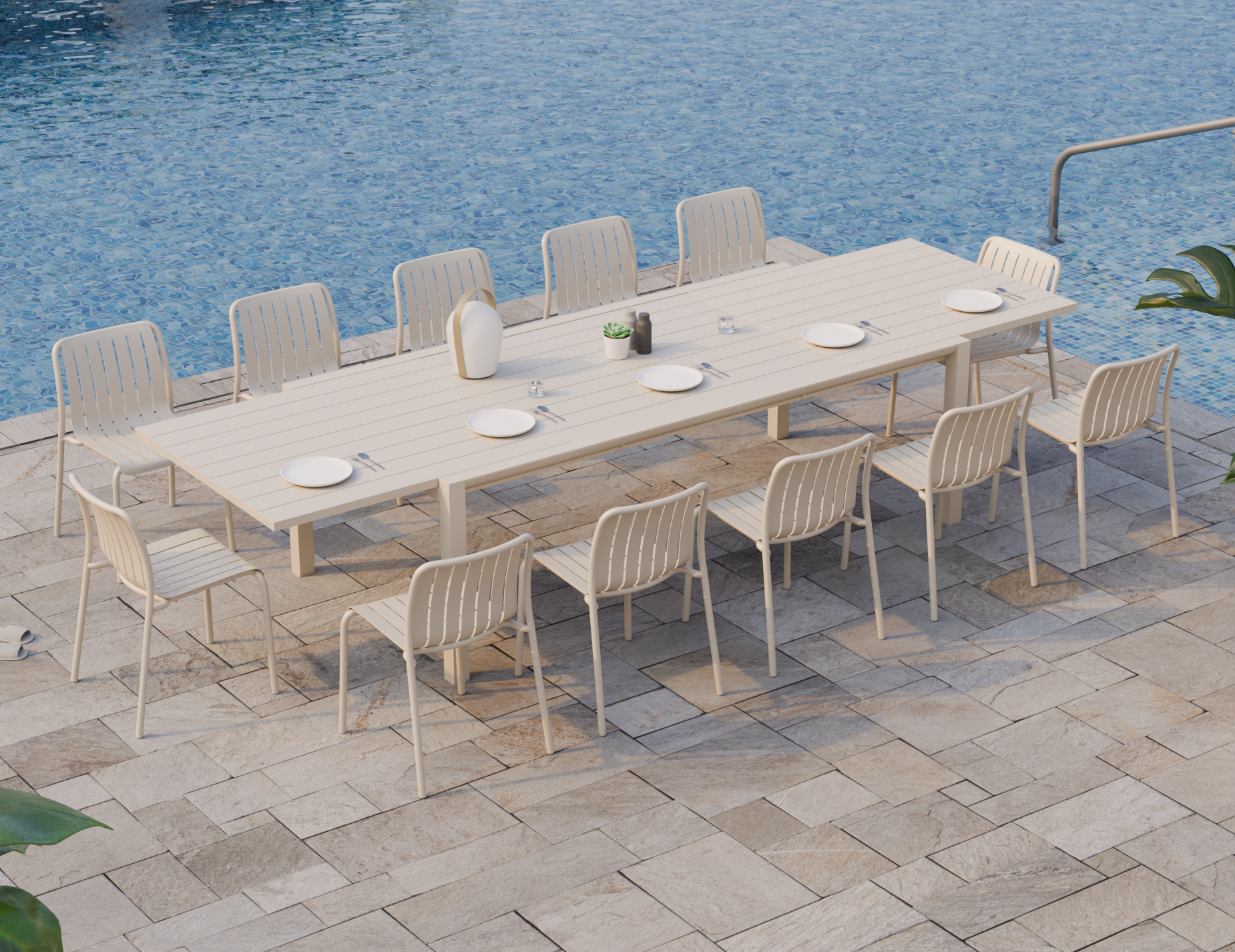 Reflect Outdoor Extendable Dining Table - Latte