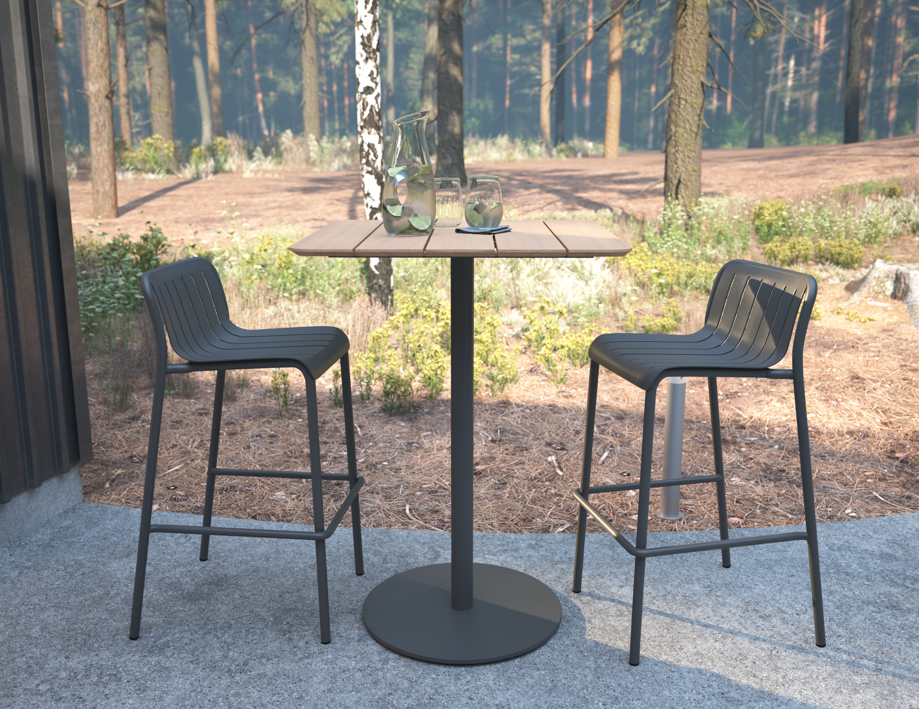 Roku Bar Stool - Outdoor - Matt Charcoal