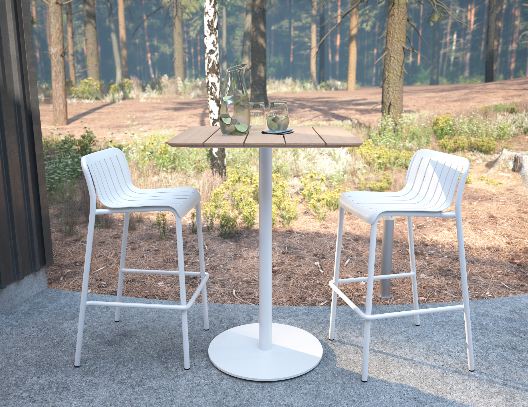 Roku Bar Stool - Outdoor - Matte White