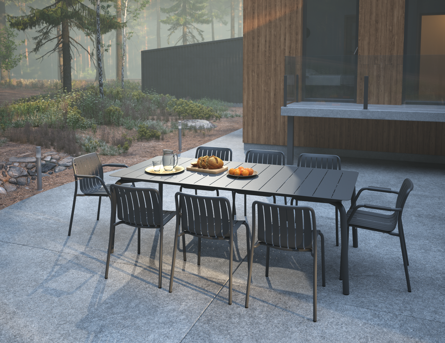 Roku Dining Chair - Outdoor - Matt Charcoal