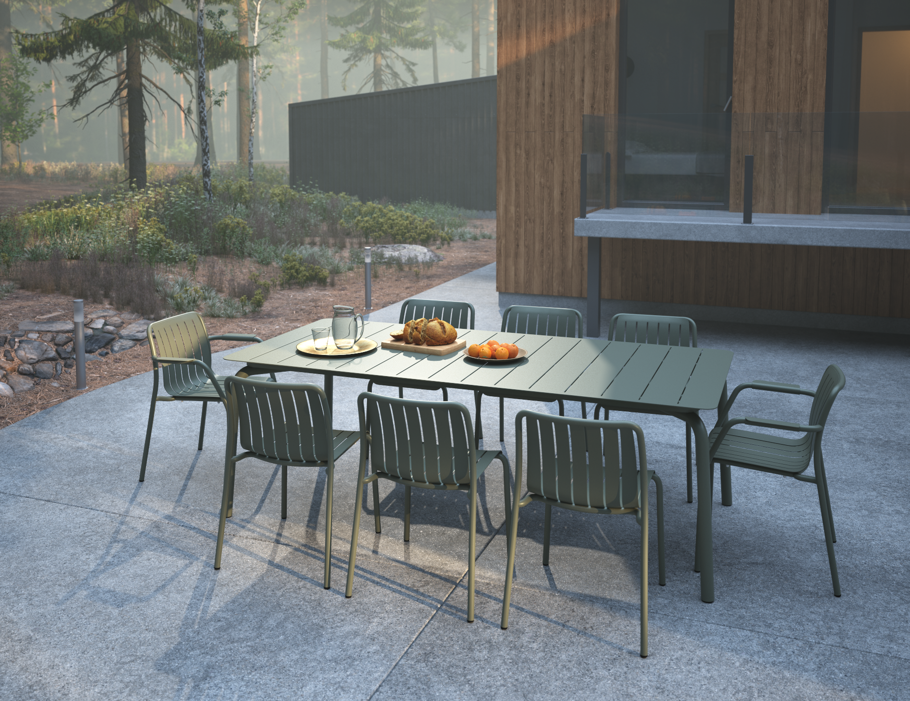 Roku Dining Table - Matte Eucalyptus Green