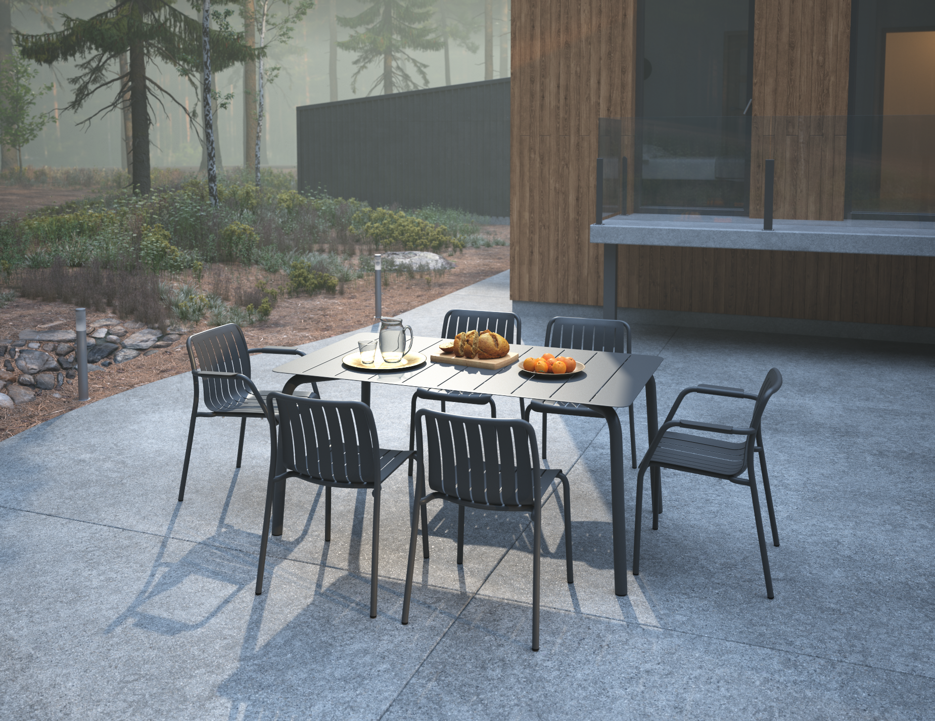 Roku Dining Armchair - Outdoor - Matt Charcoal