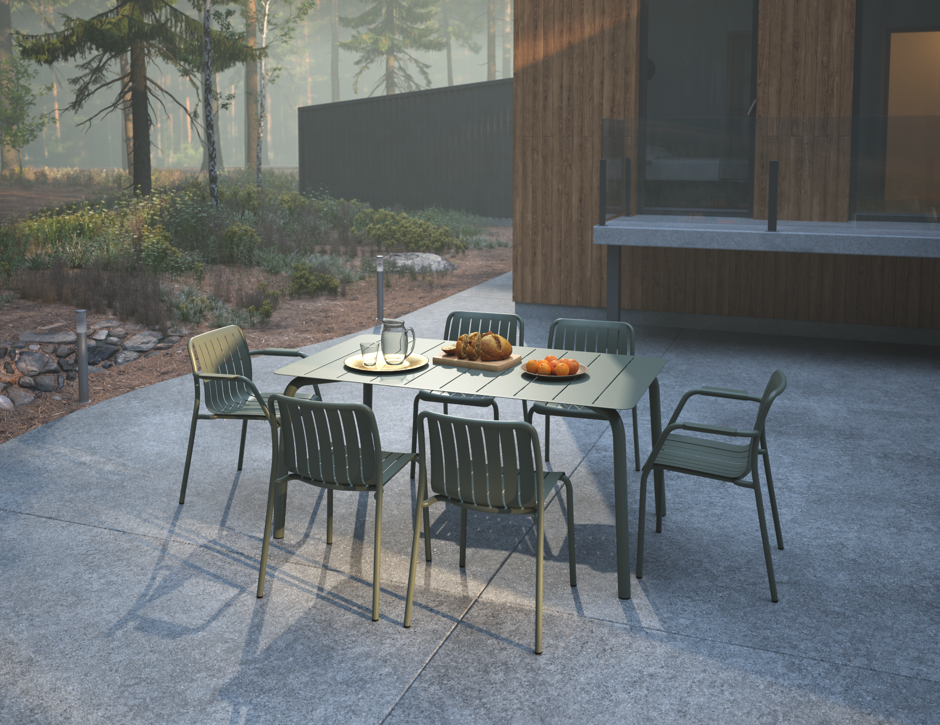 Roku Dining Table - Matte Eucalyptus Green
