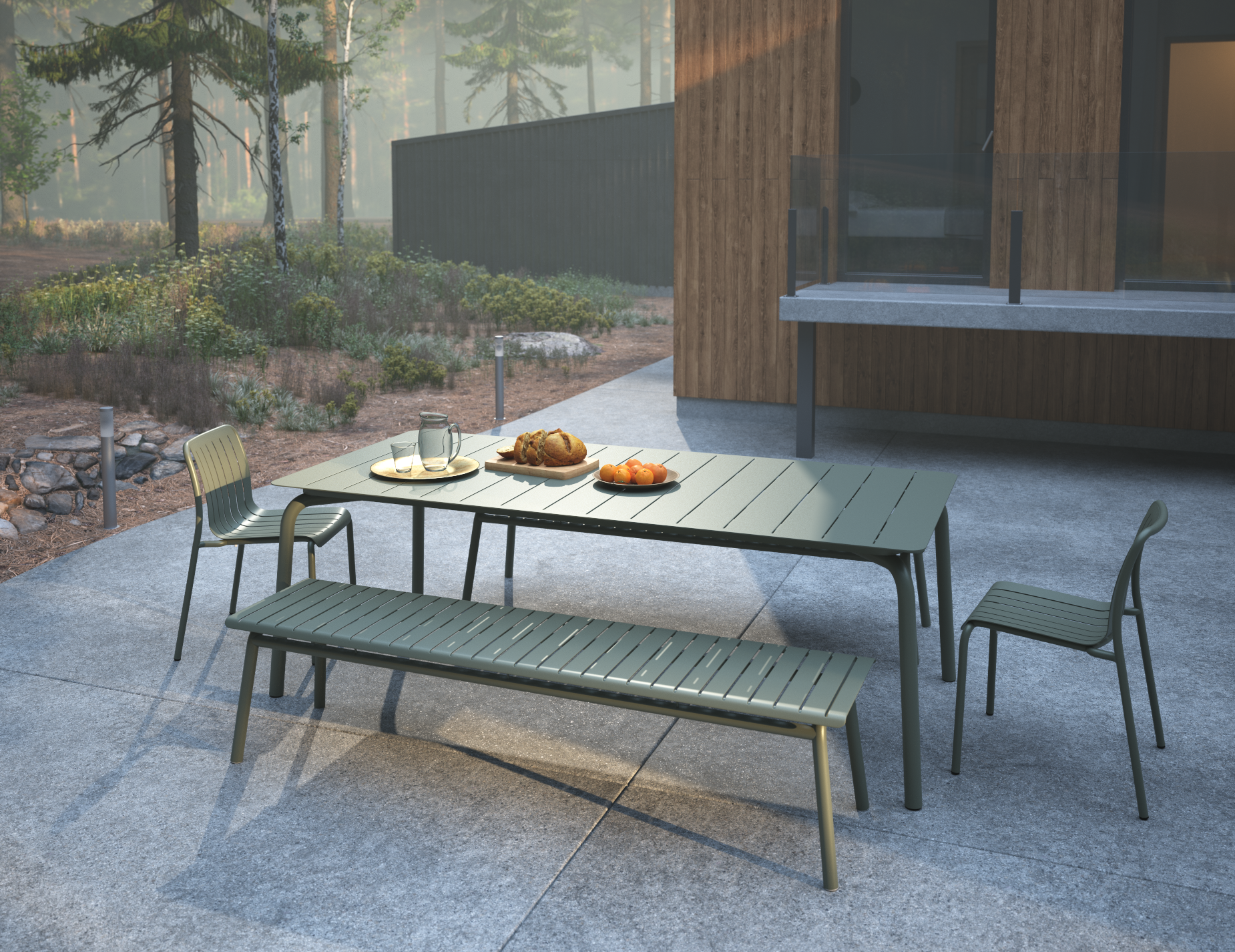 Roku Dining Table - Matte Eucalyptus Green