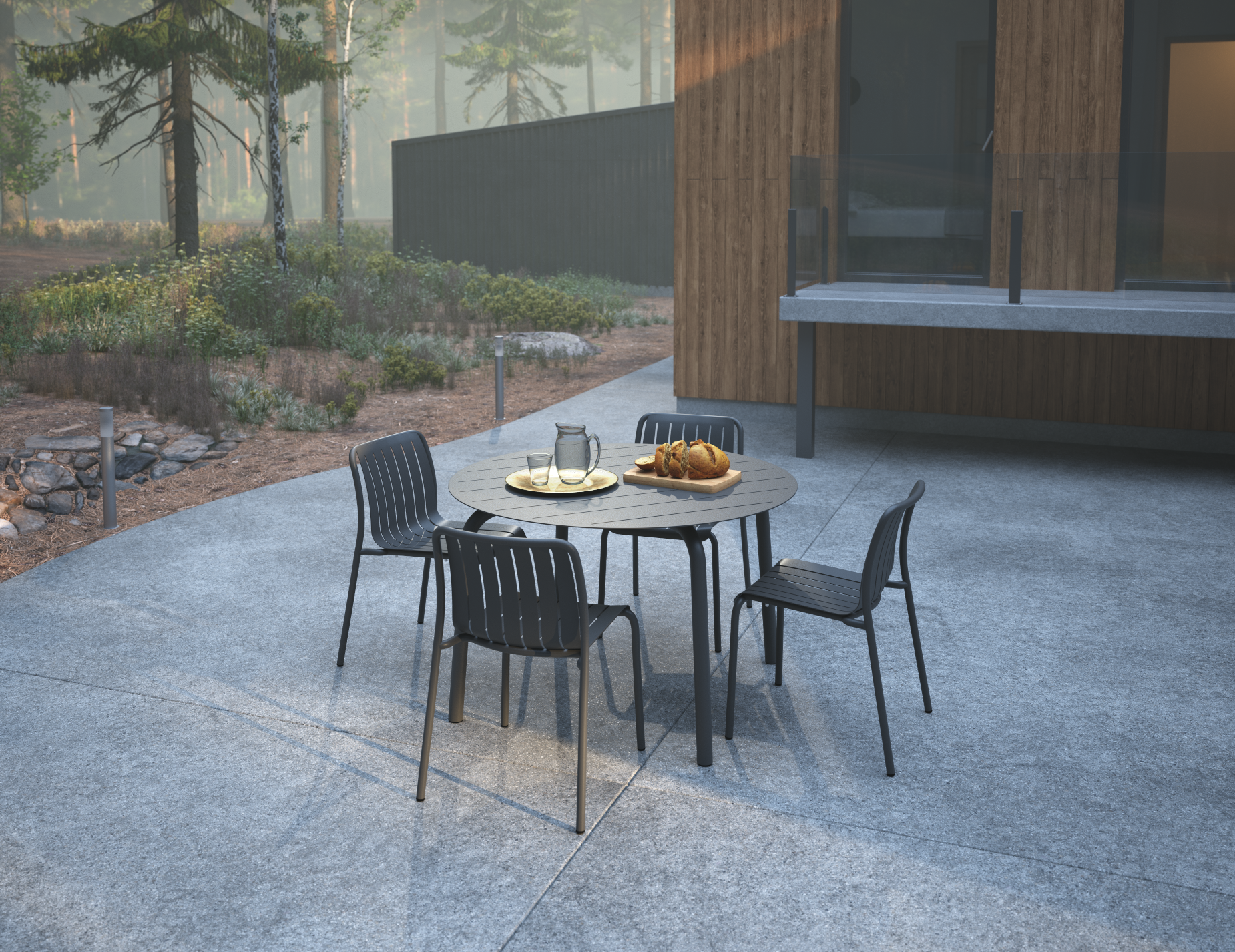 Roku Round Dining Table - Outdoor - Matte Charcoal