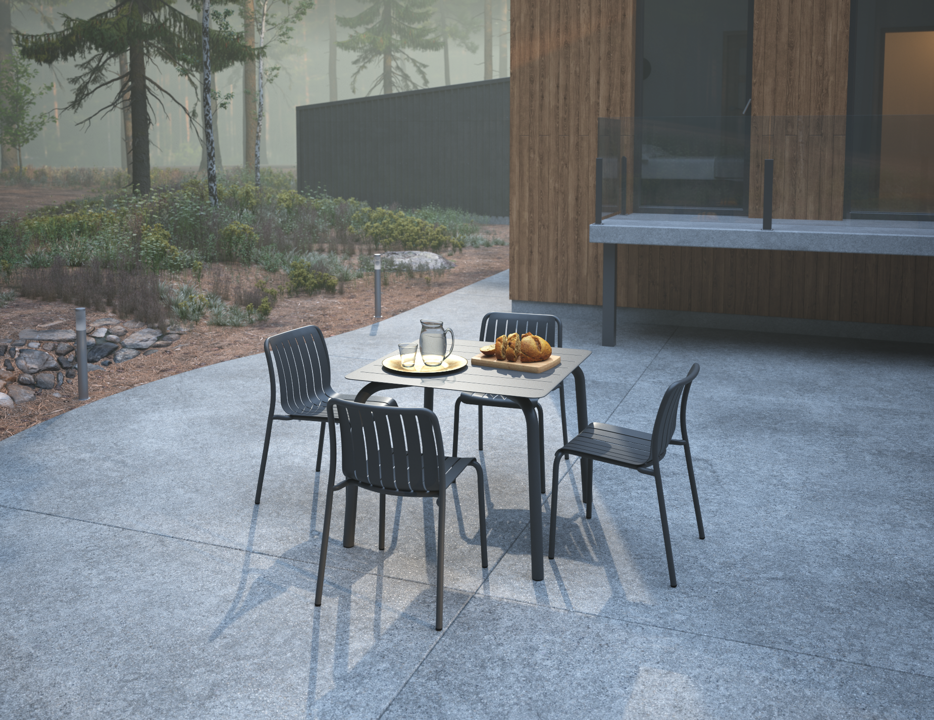 Roku Square Dining Table - Outdoor - Matte Charcoal