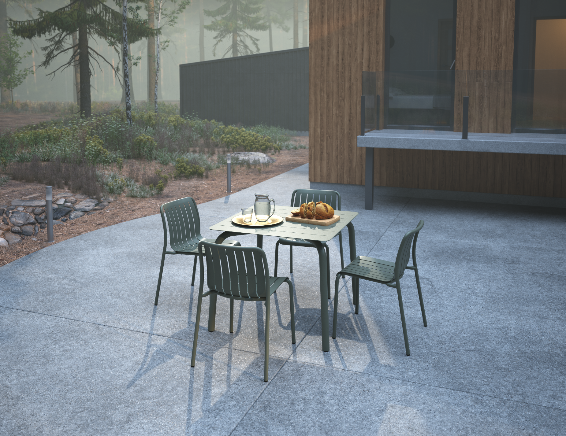 Roku Square Dining Table - Outdoor - Eucalyptus Green