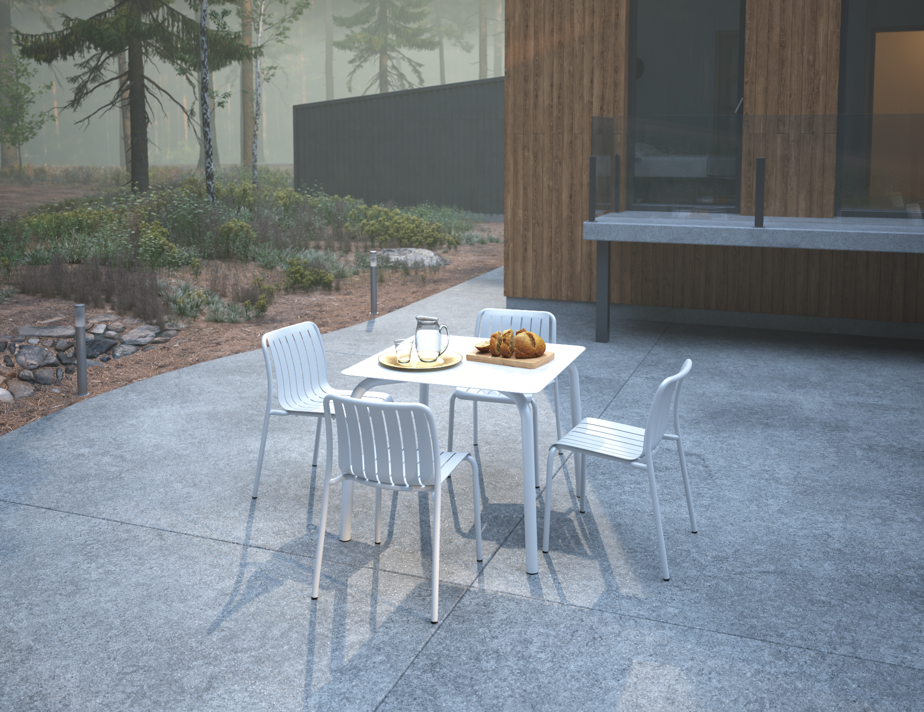 Roku Square Dining Table - Outdoor - Matte White