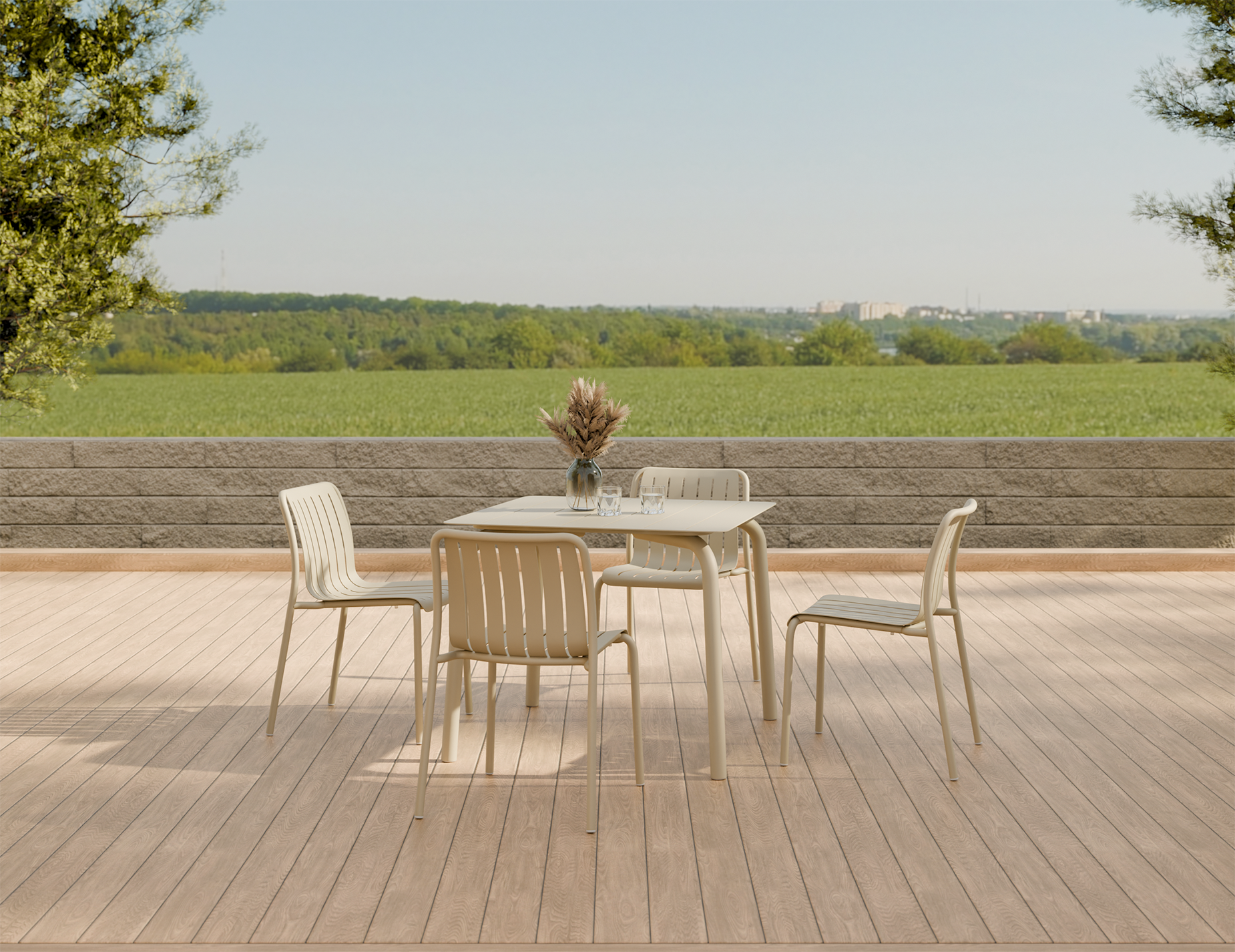 Roku Square Dining Table - Outdoor - Matte Latte