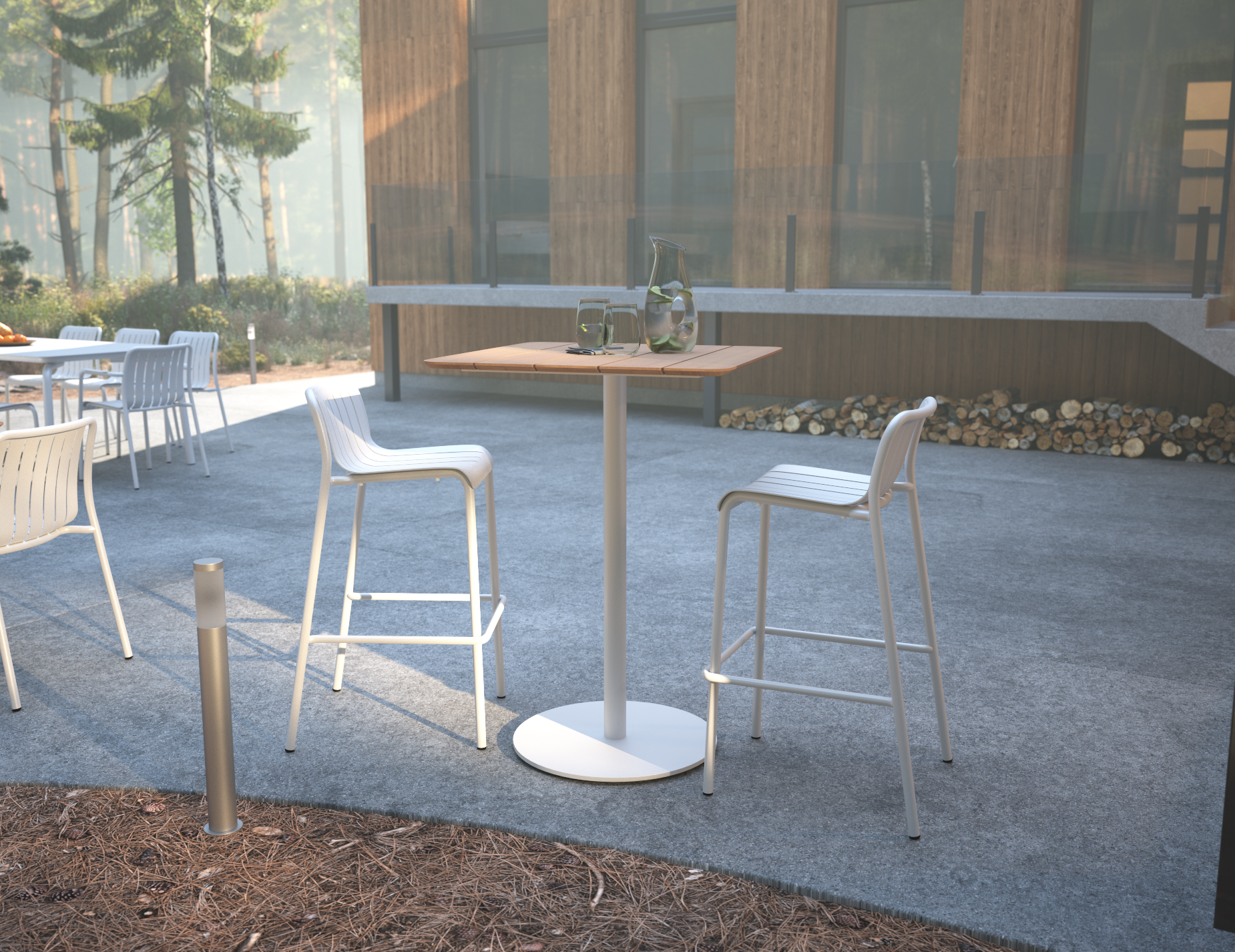 Roku Bar Stool - Outdoor - Matte White