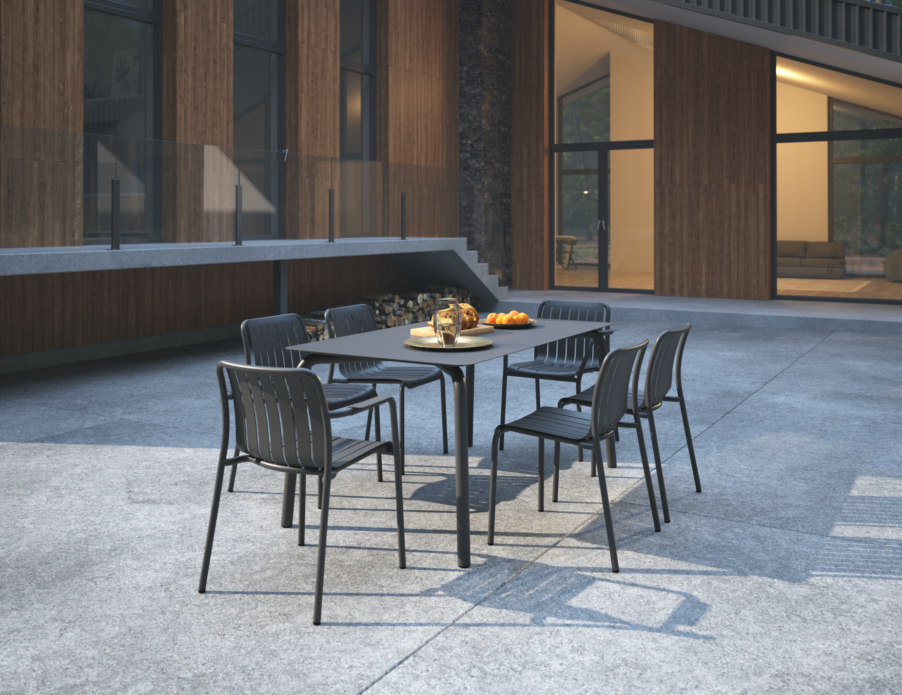Roku Dining Armchair - Outdoor - Matt Charcoal