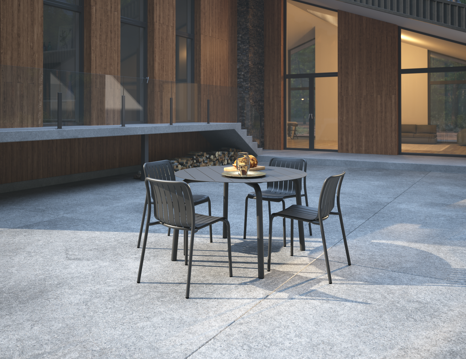 Roku Round Dining Table - Outdoor - Matte Charcoal