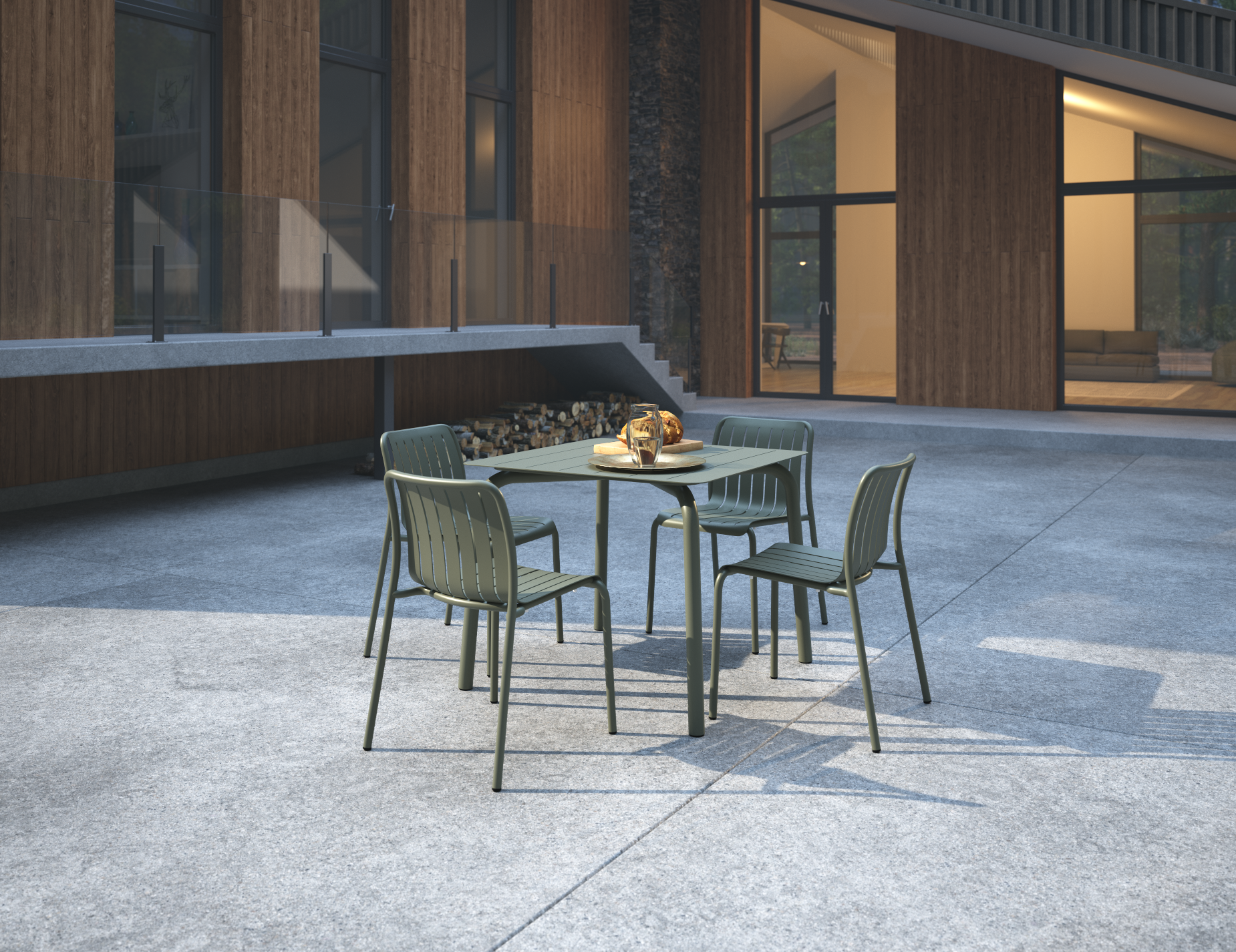 Roku Square Dining Table - Outdoor - Eucalyptus Green