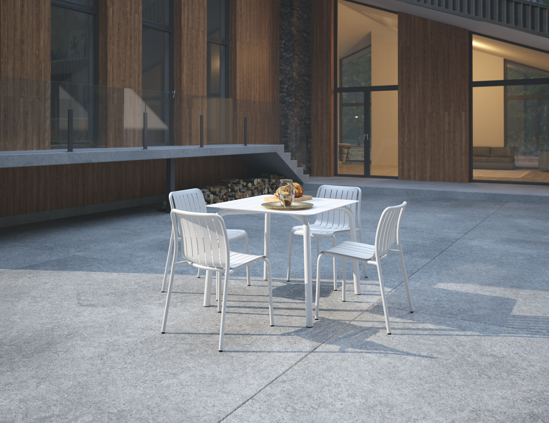 Roku Square Dining Table - Outdoor - Matte White