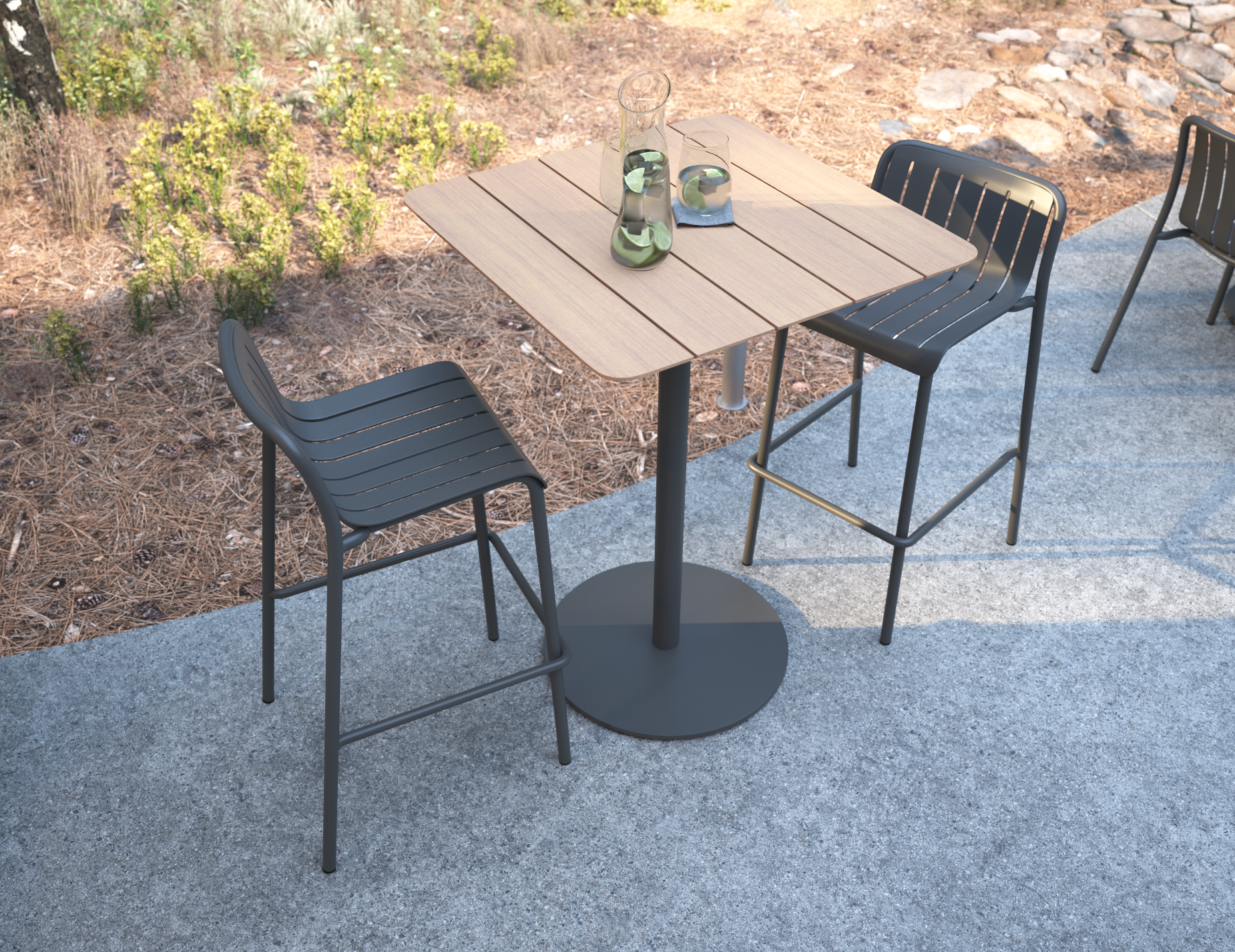 Roku Bar Stool - Outdoor - Matt Charcoal
