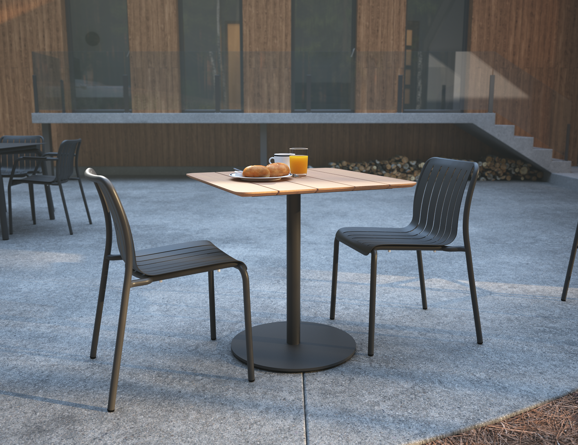 Roku Dining Chair - Outdoor - Matt Charcoal