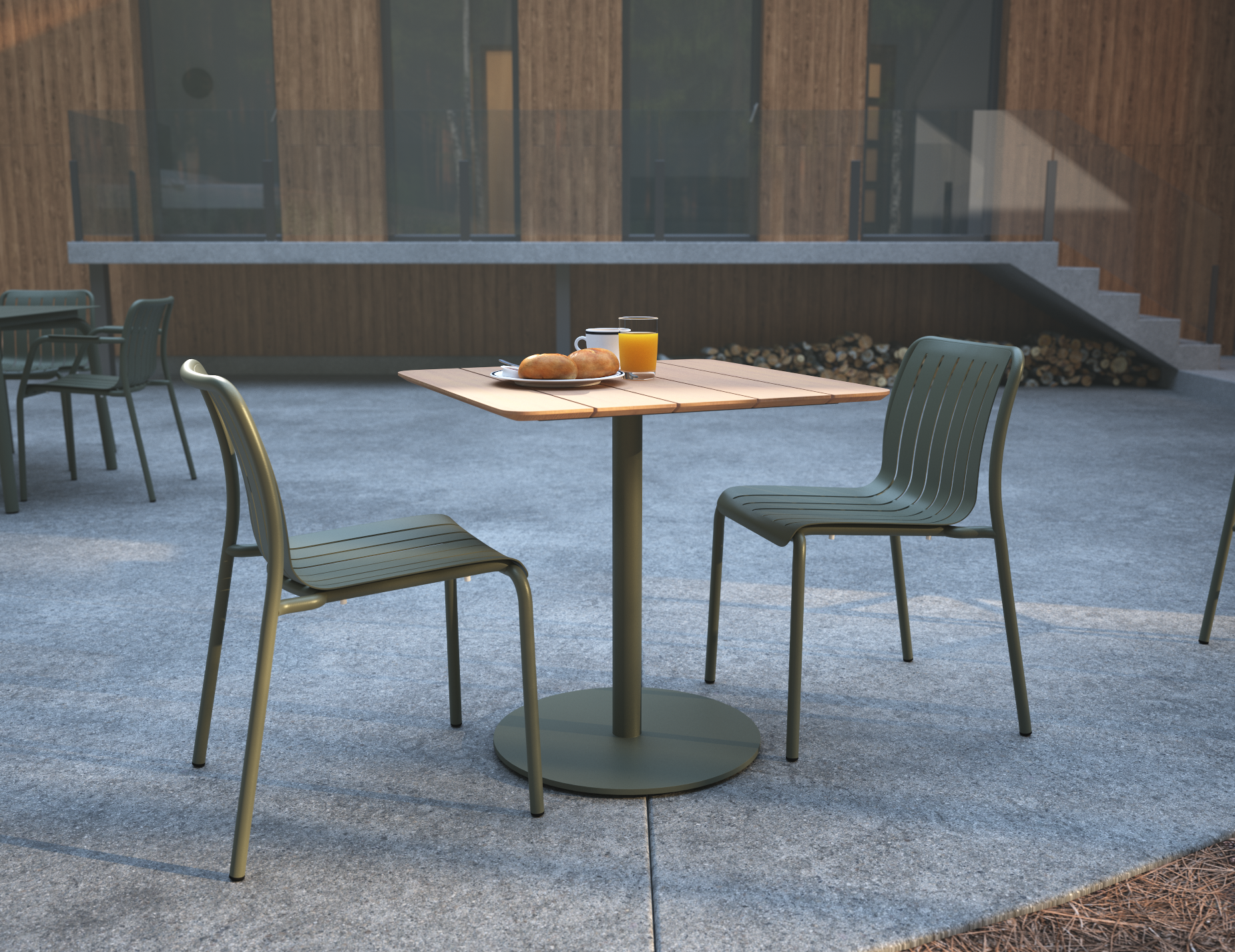Roku Dining Chair - Outdoor - Matt Eucalyptus Green