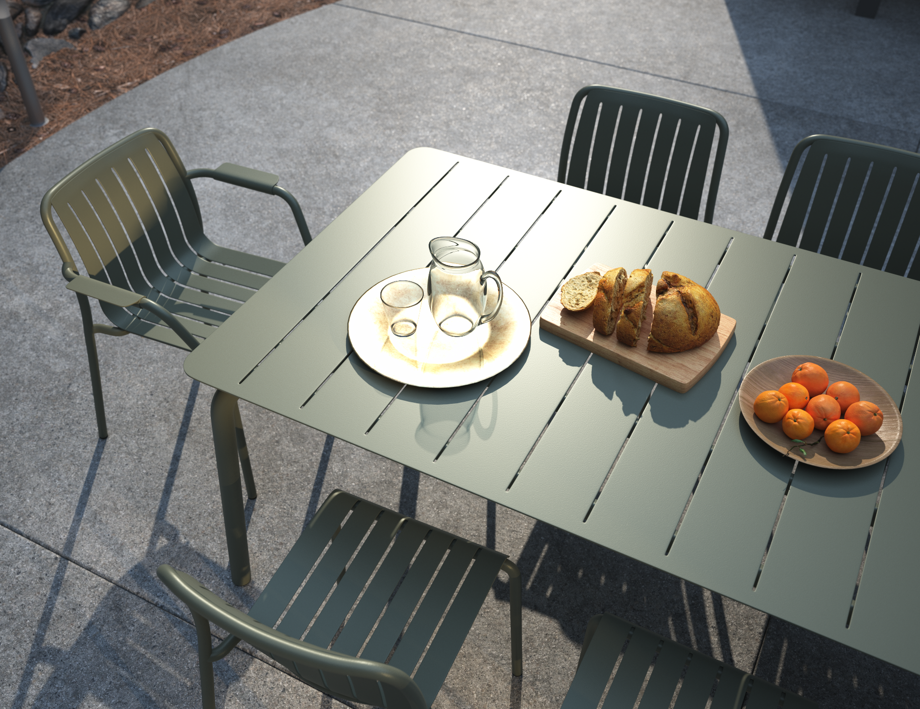 Roku Dining Armchair - Outdoor - Matt Eucalyptus Green