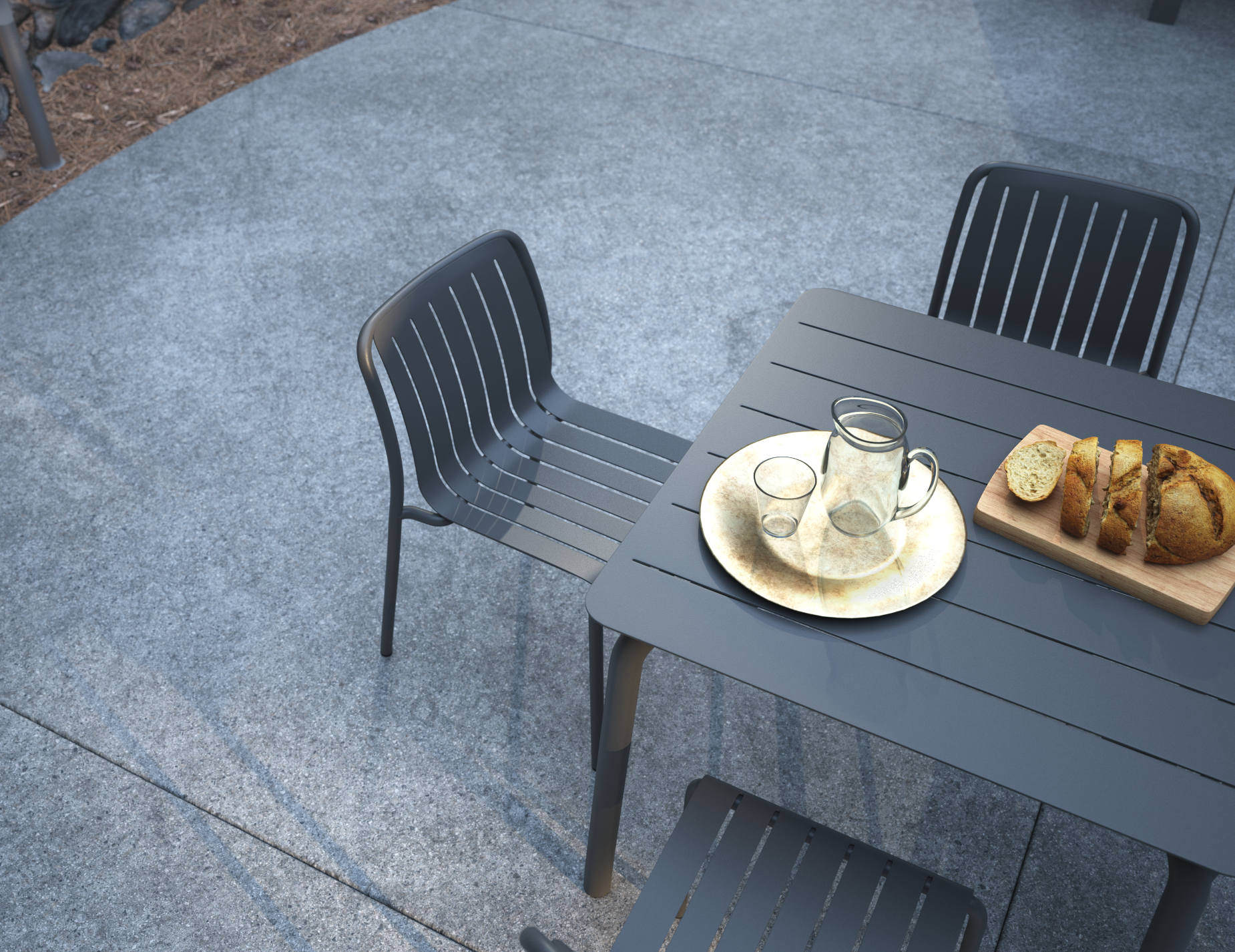 Roku Square Dining Table - Outdoor - Matte Charcoal
