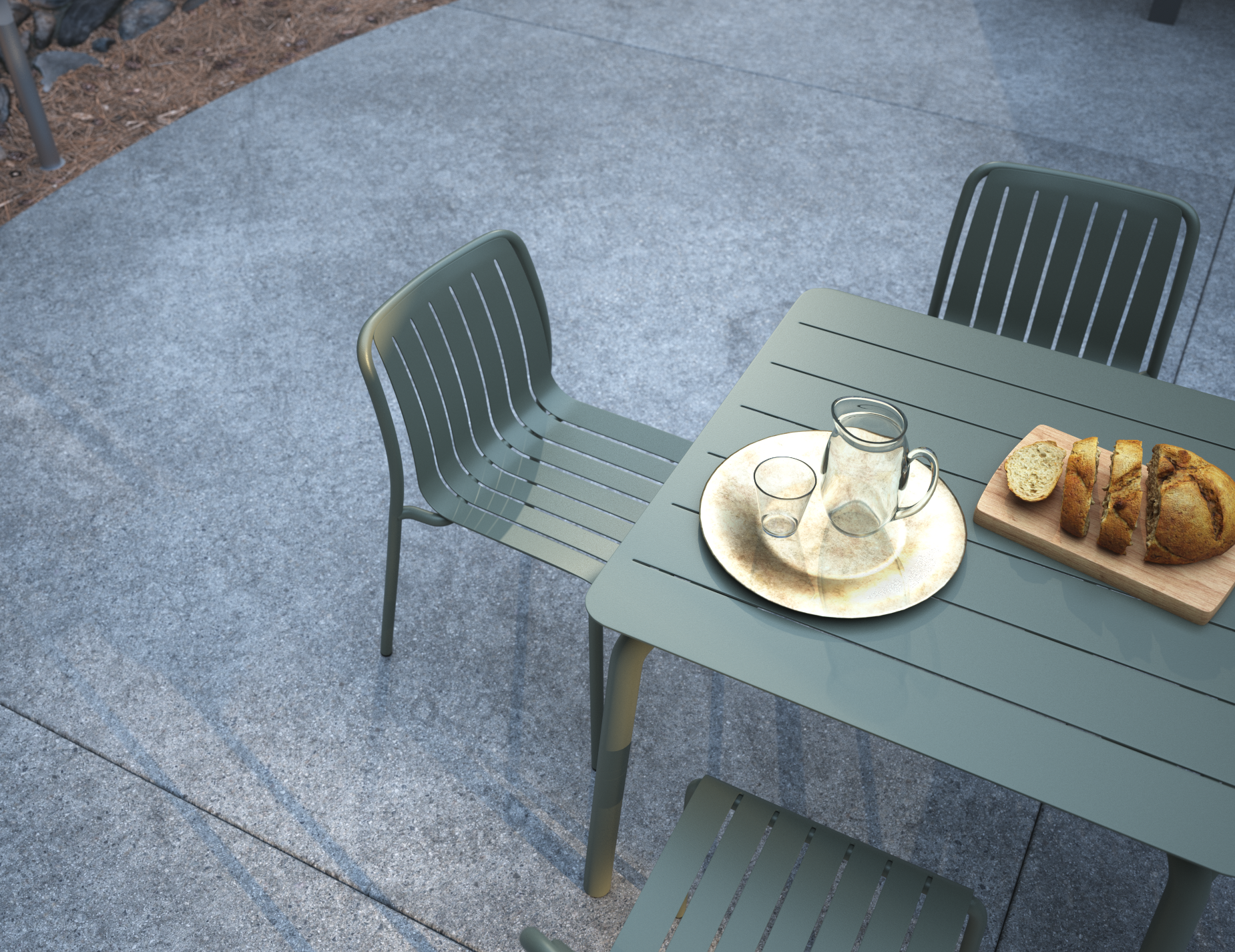 Roku Square Dining Table - Outdoor - Eucalyptus Green