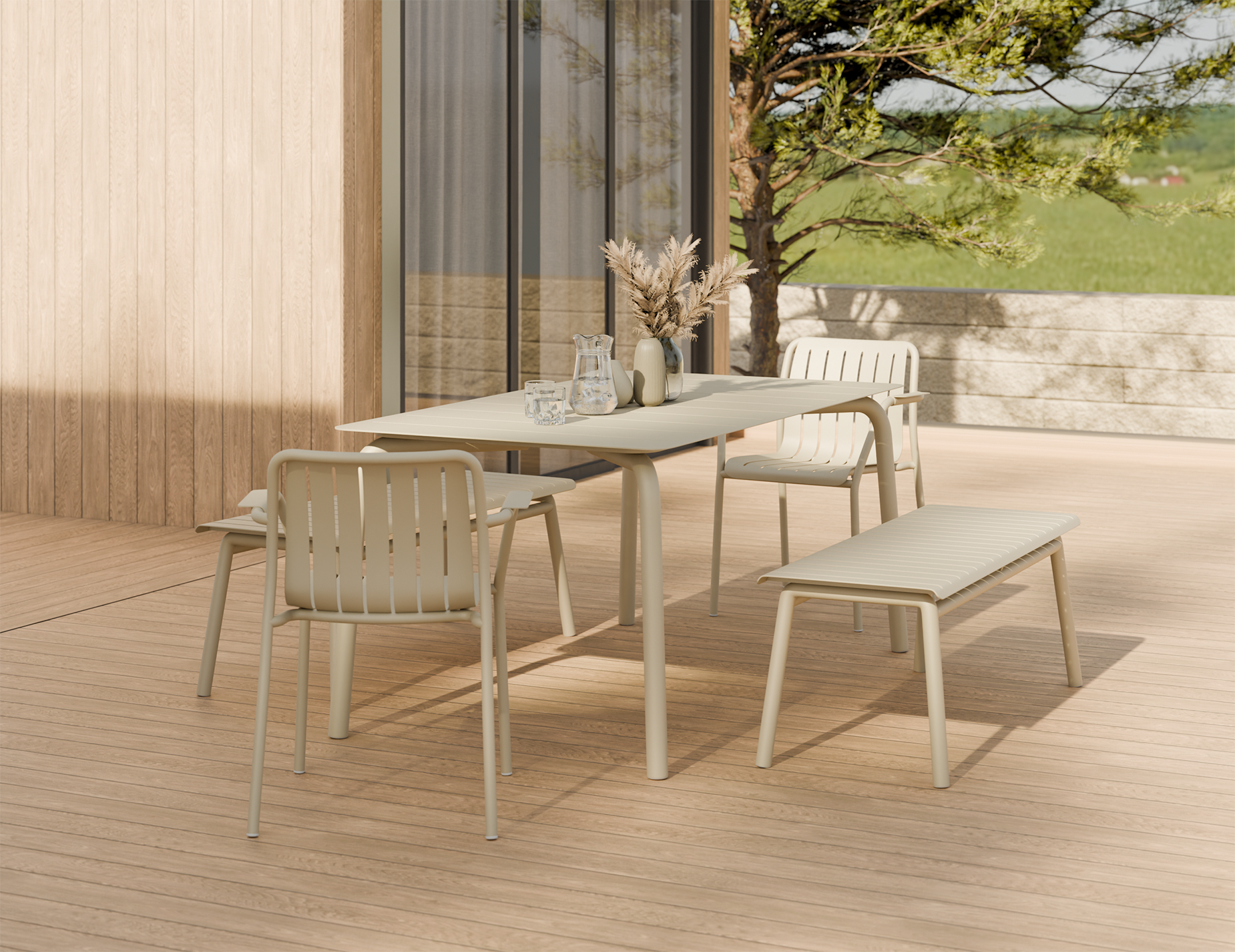 Roku Dining Armchair - Outdoor - Matt Latte