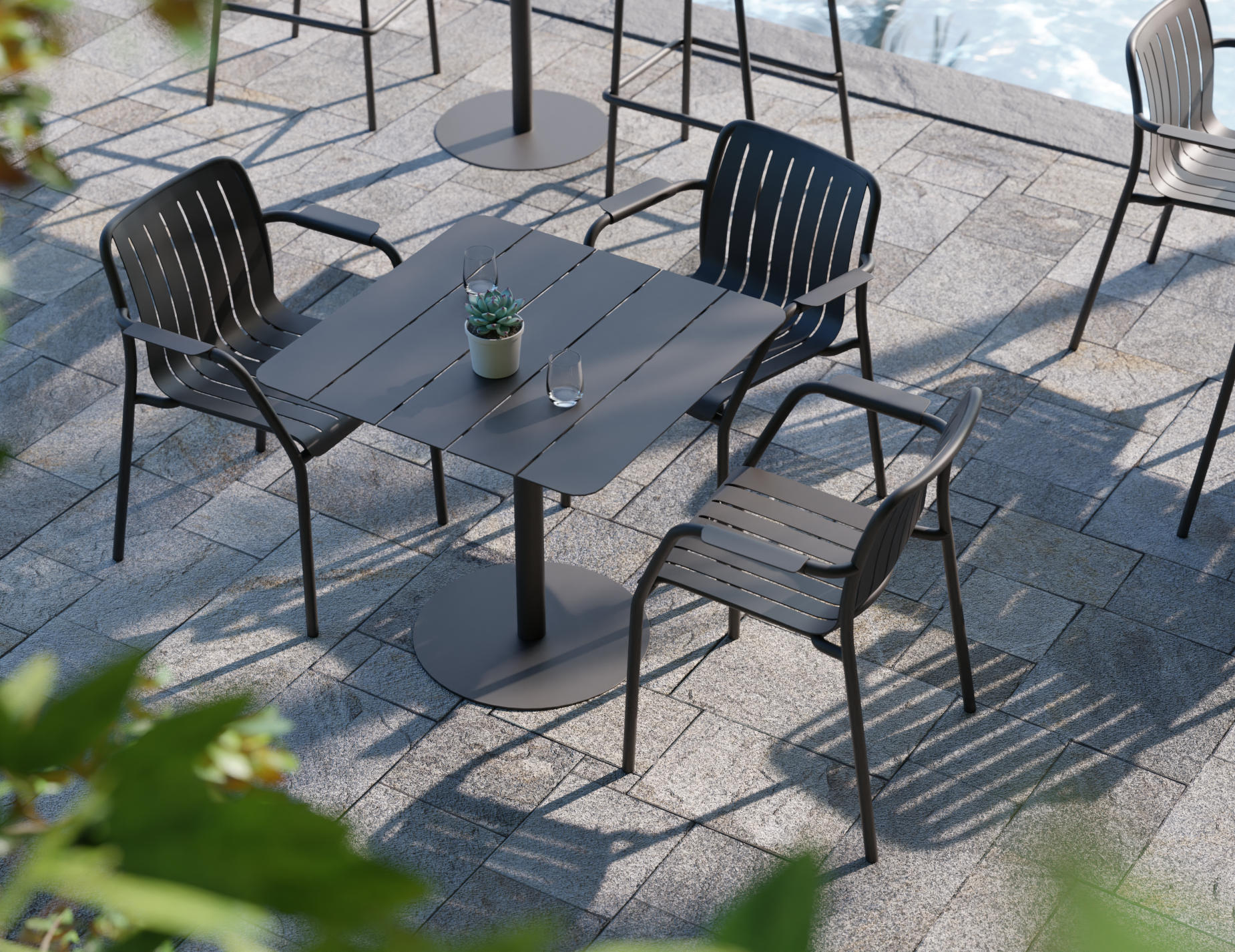 Roku Dining Armchair - Outdoor - Matt Charcoal