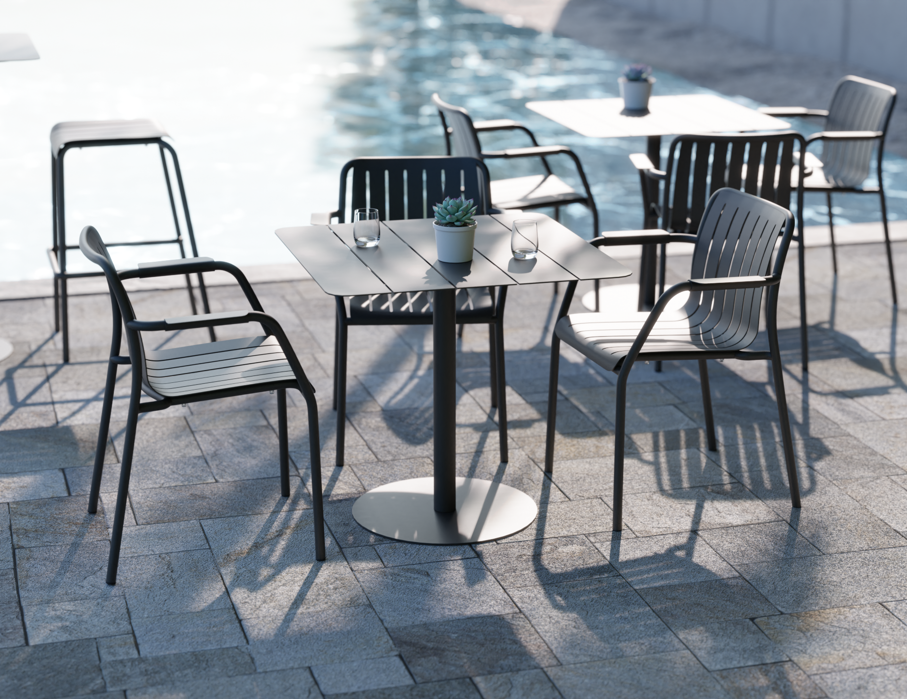 Roku Dining Armchair - Outdoor - Matt Charcoal