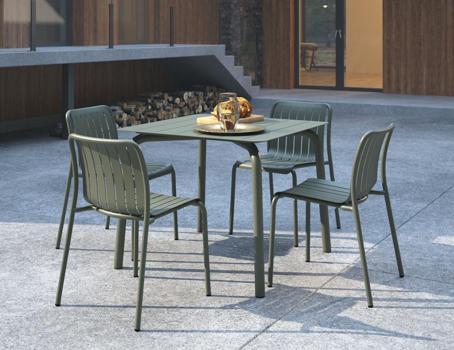 Roku Square Dining Table - Outdoor - Eucalyptus Green