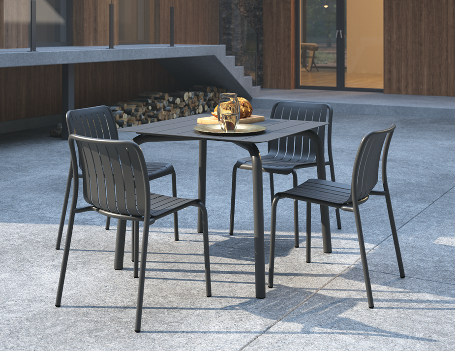 Roku Square Dining Table - Outdoor - Matte Charcoal