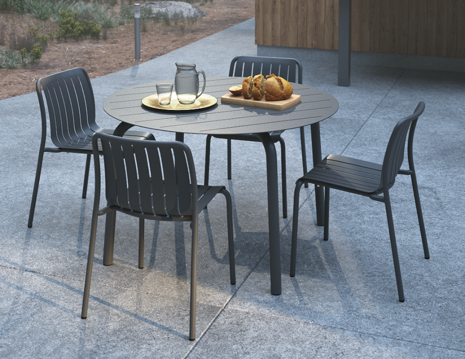 Roku Round Dining Table - Outdoor - Matte Charcoal