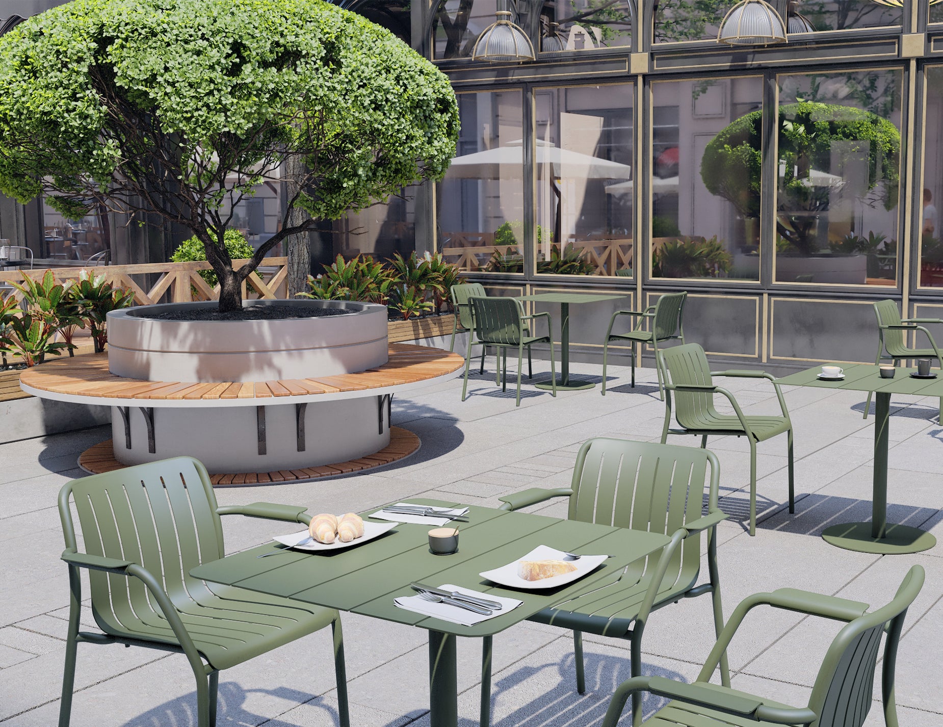 Roku Dining Armchair - Outdoor - Matt Eucalyptus Green