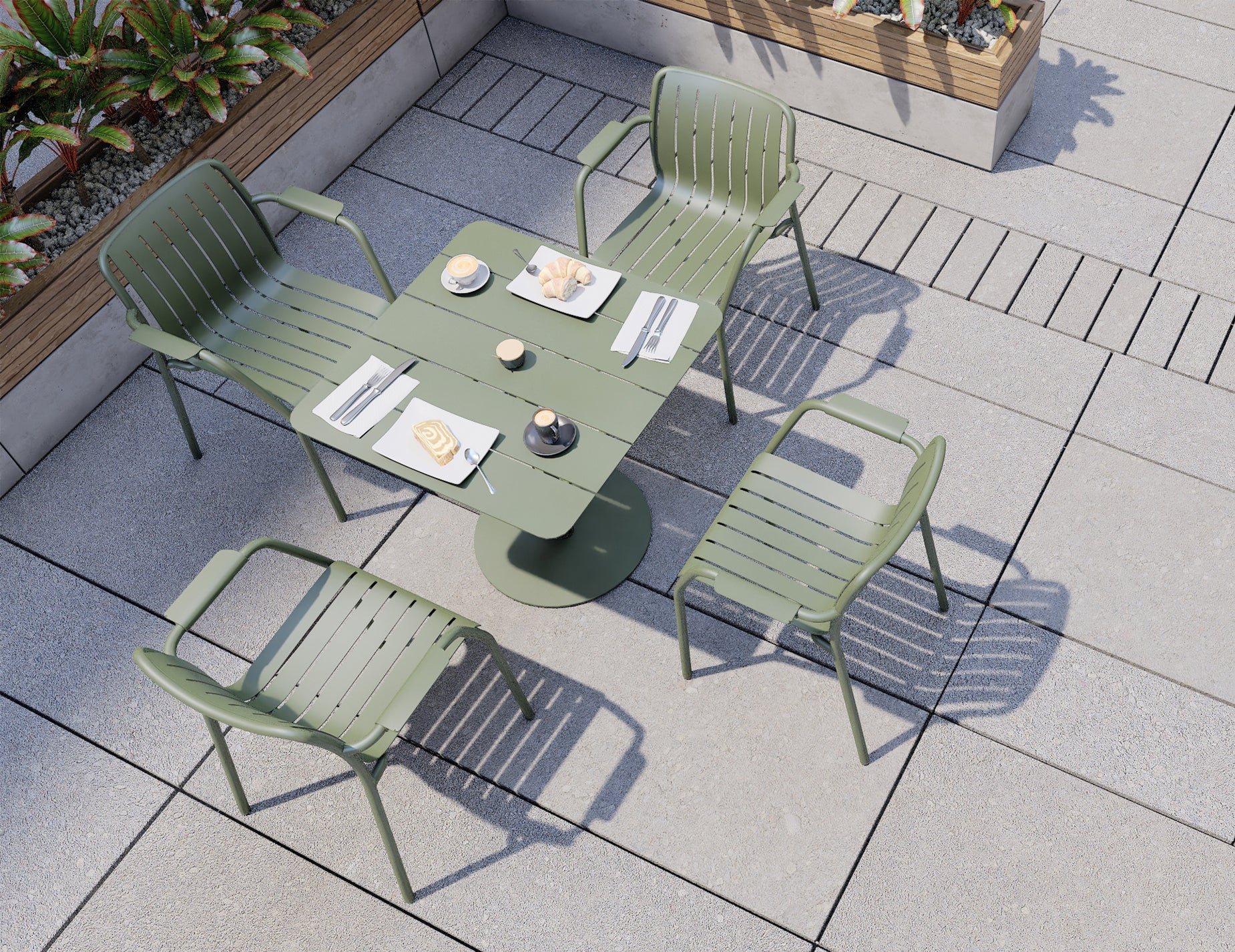 Roku Dining Armchair - Outdoor - Matt Eucalyptus Green