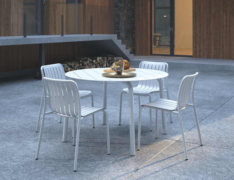 Roku Round Dining Table - Outdoor - Matte White