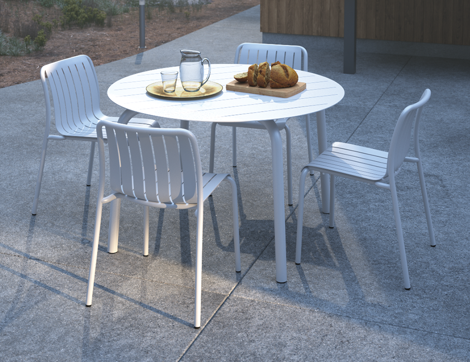 Roku Round Dining Table - Outdoor - Matte White