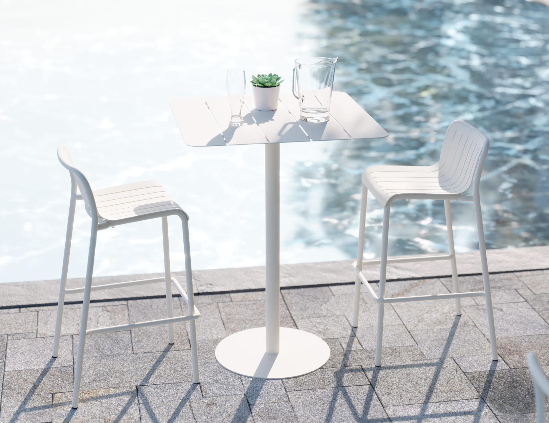 Roku Bar Stool - Outdoor - Matte White