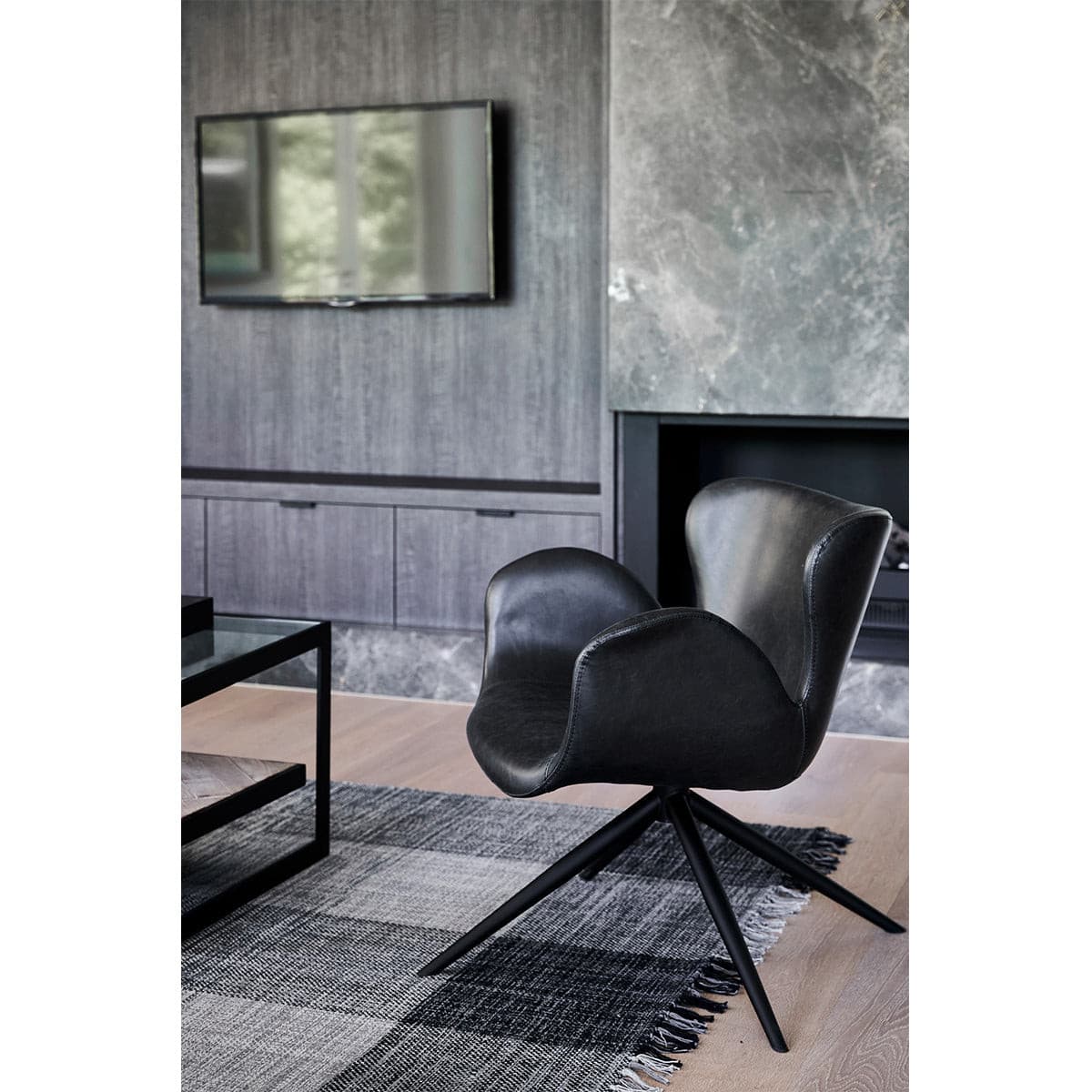 Frida Swivel Armchair (Black).
