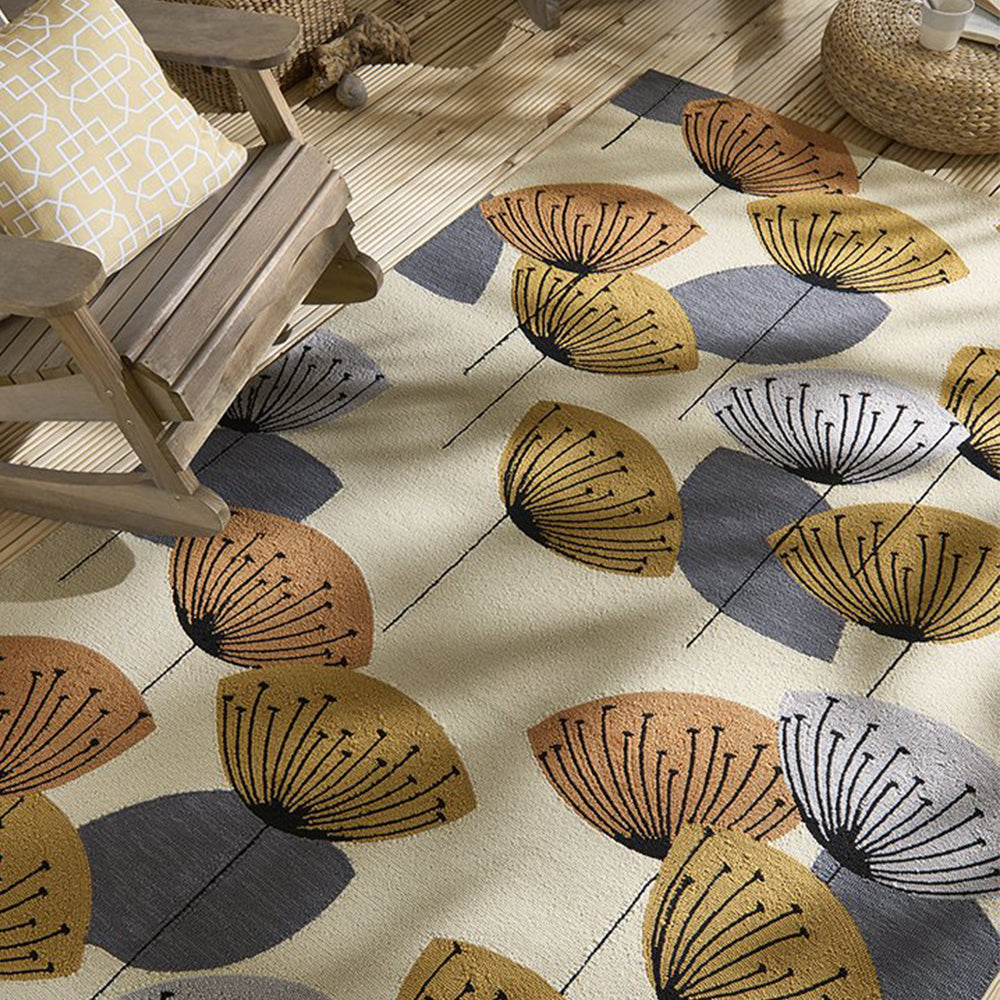 Dandelion Clocks Outdoor Rug (Ochre).