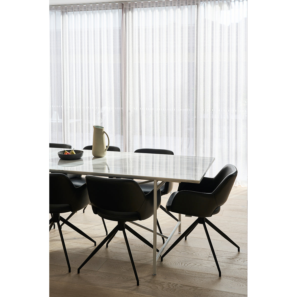 Timmy Swivel Dining Chair (Black Leather).
